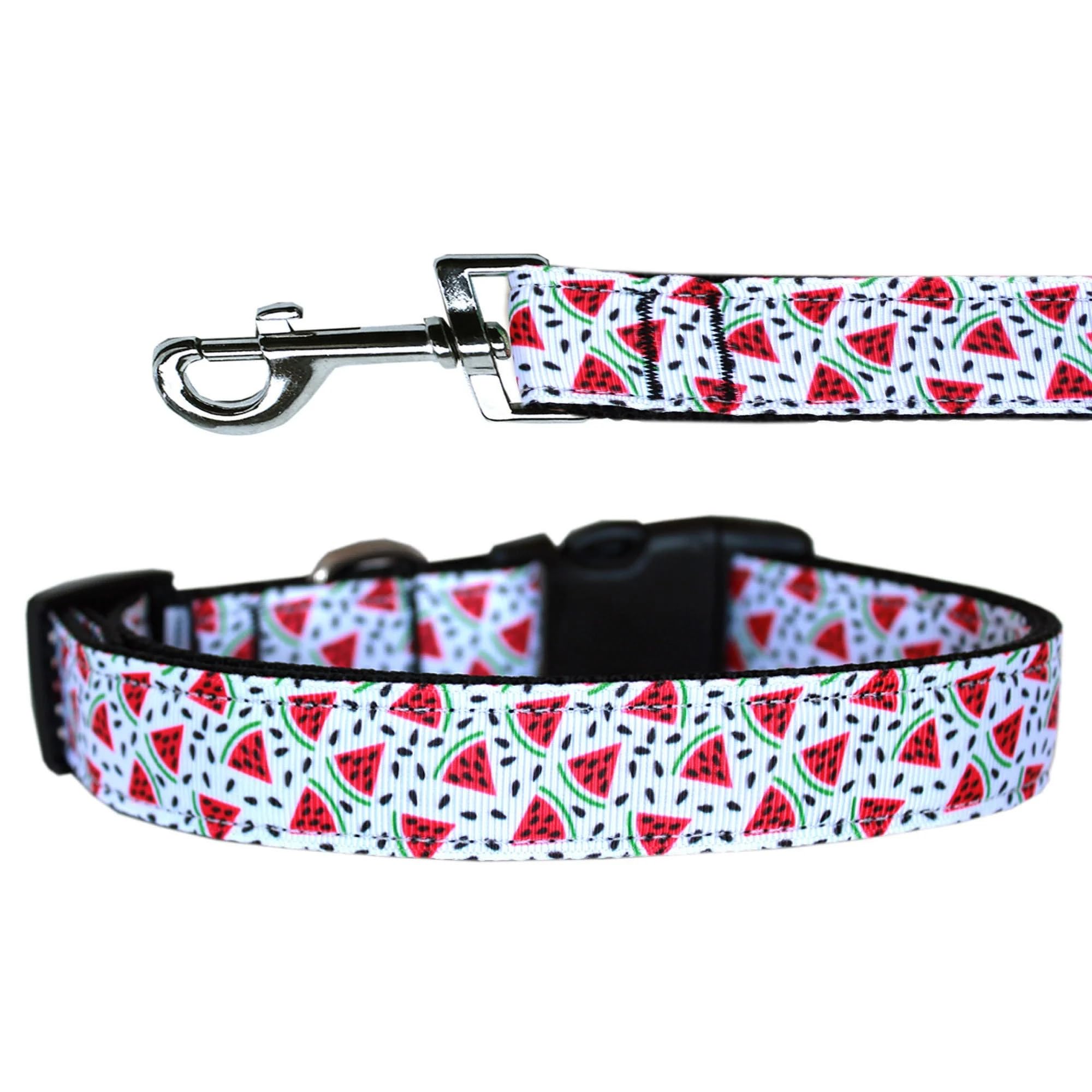 Pet Dog & Cat Nylon Collar or Leash, "Watermelon" 1" w x 4 ft. leash