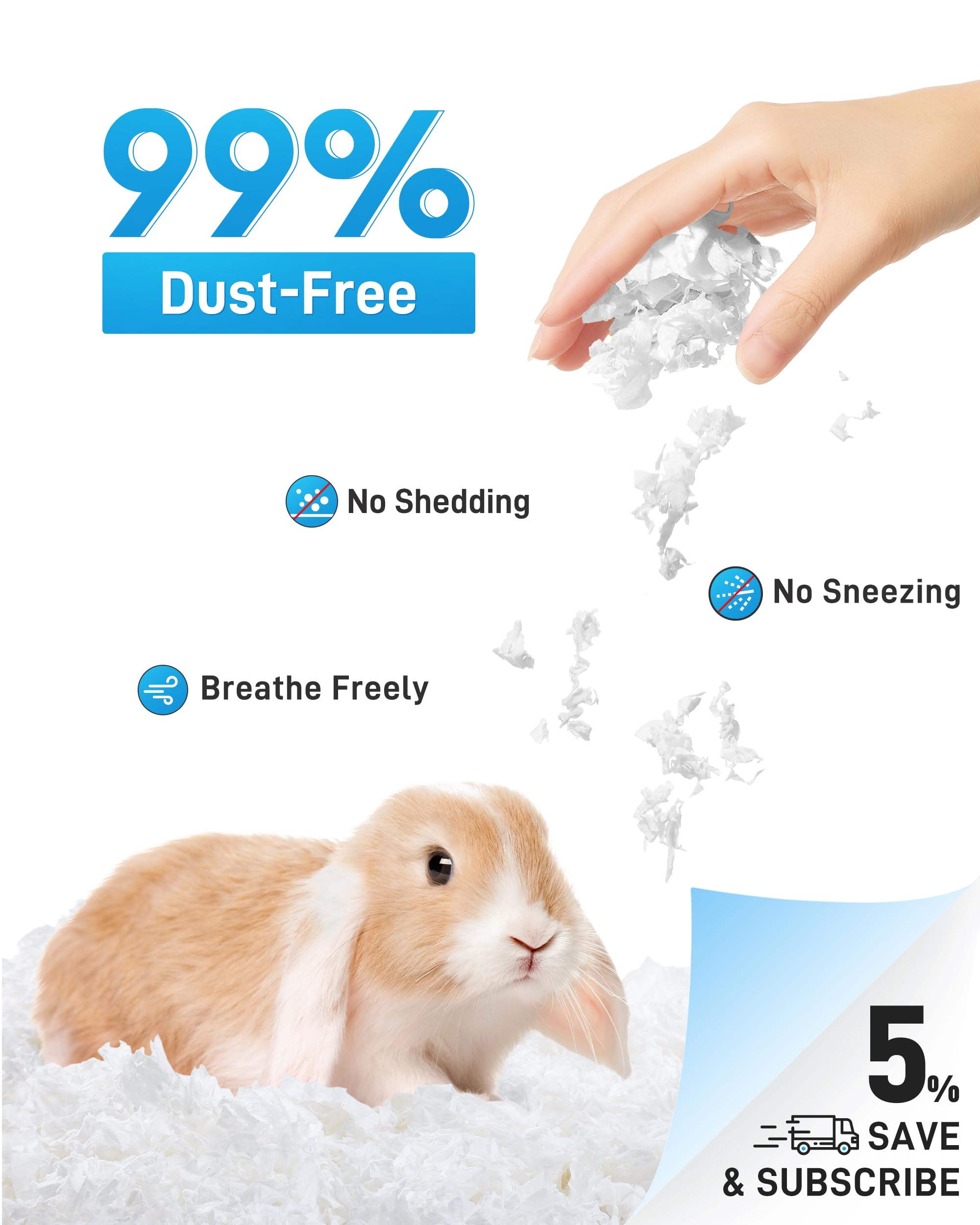 Bucatstate Hamster Bedding 70L, 99% Dust-Free Guinea Pig Bedding Odor Control Paper Bedding, Cozy Small Animal Bedding For Rabbi