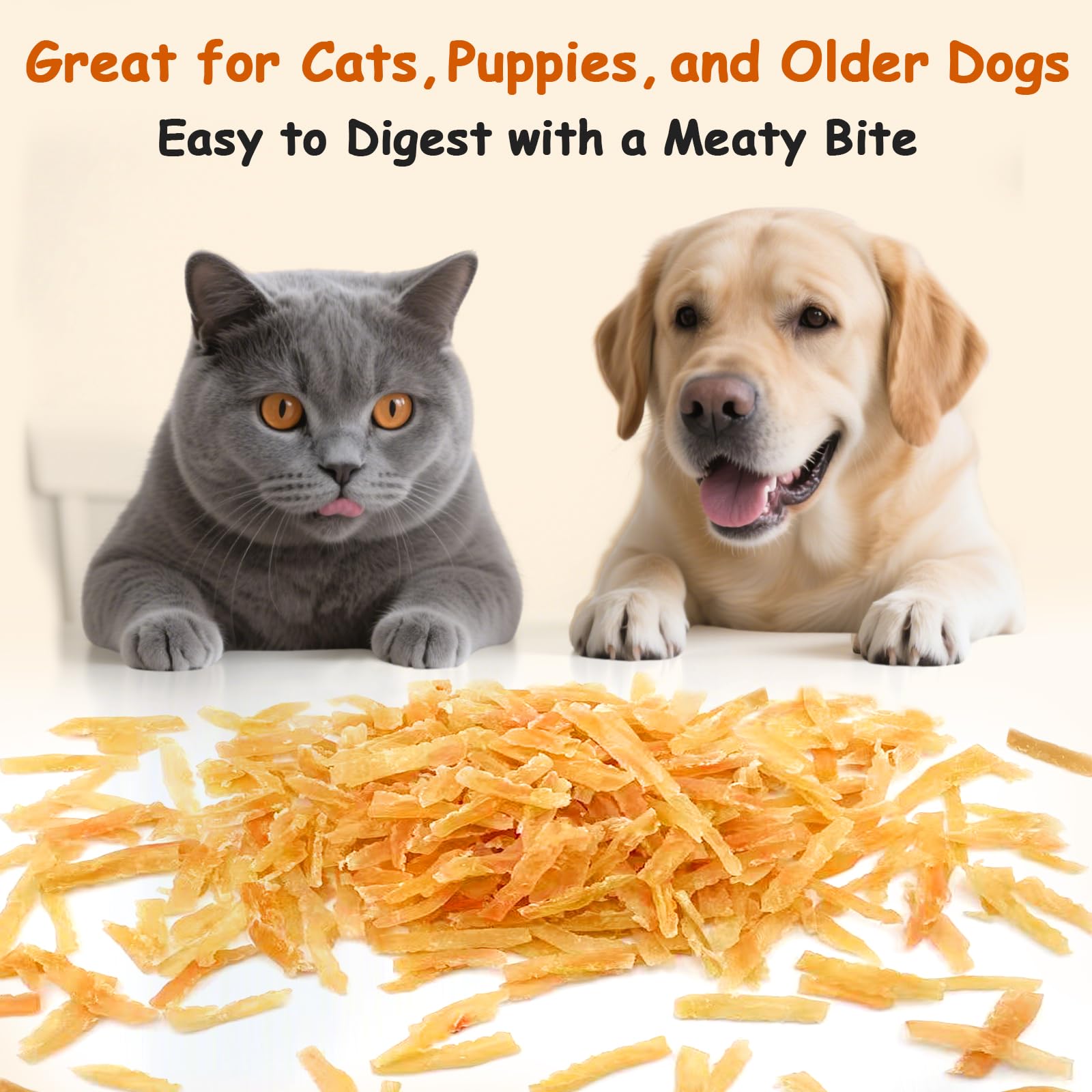 PETPURO Soft Chicken Treats for Puppies and Cats - Mini Strips Dog & Cat Snacks, Easy to Chew Grain-Free Puppy Training Treats
