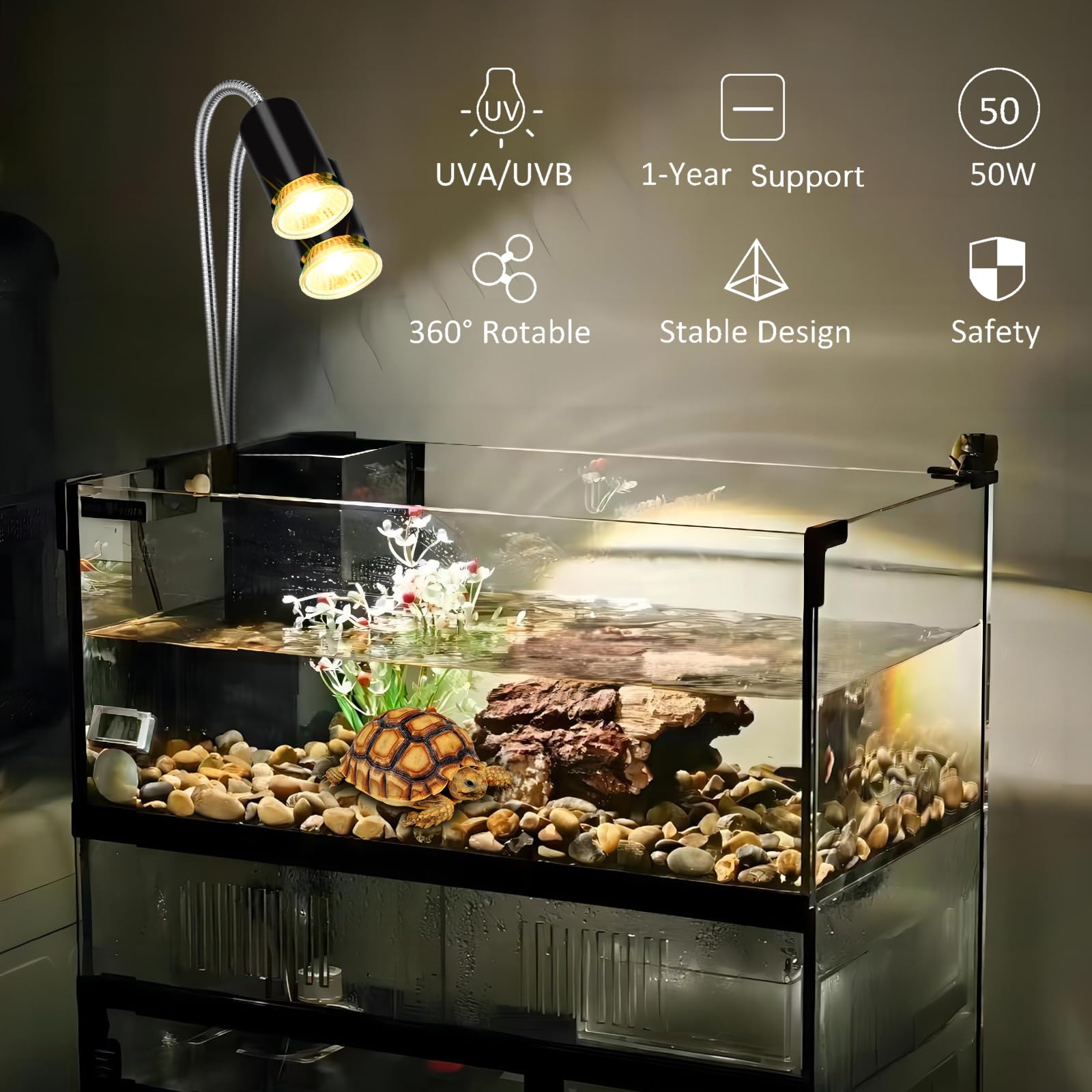 Lachesan 4-Pack 50W Uva Bulbs, Fit E26 Heat Reptile Lamp, Light Turtle Heat Lamp For Reptiles And Amphibian Tanks, Terrariums An