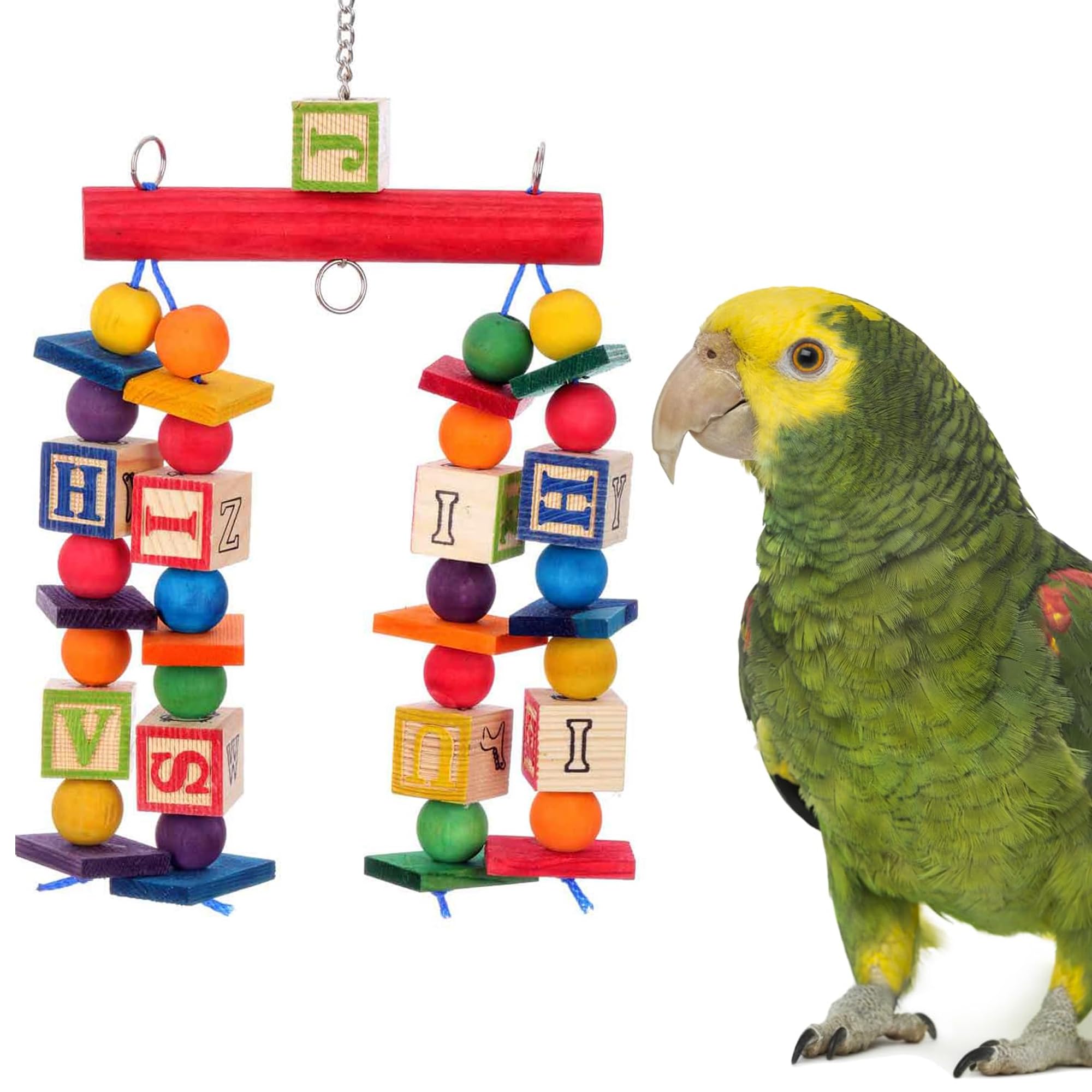 Super Bird Creations Sb319 Katy'S Abc Interactive Bird Toy - Durable Chew Toy, Textured Abc Blocks, Safe 'Polly' Rope, Ideal For