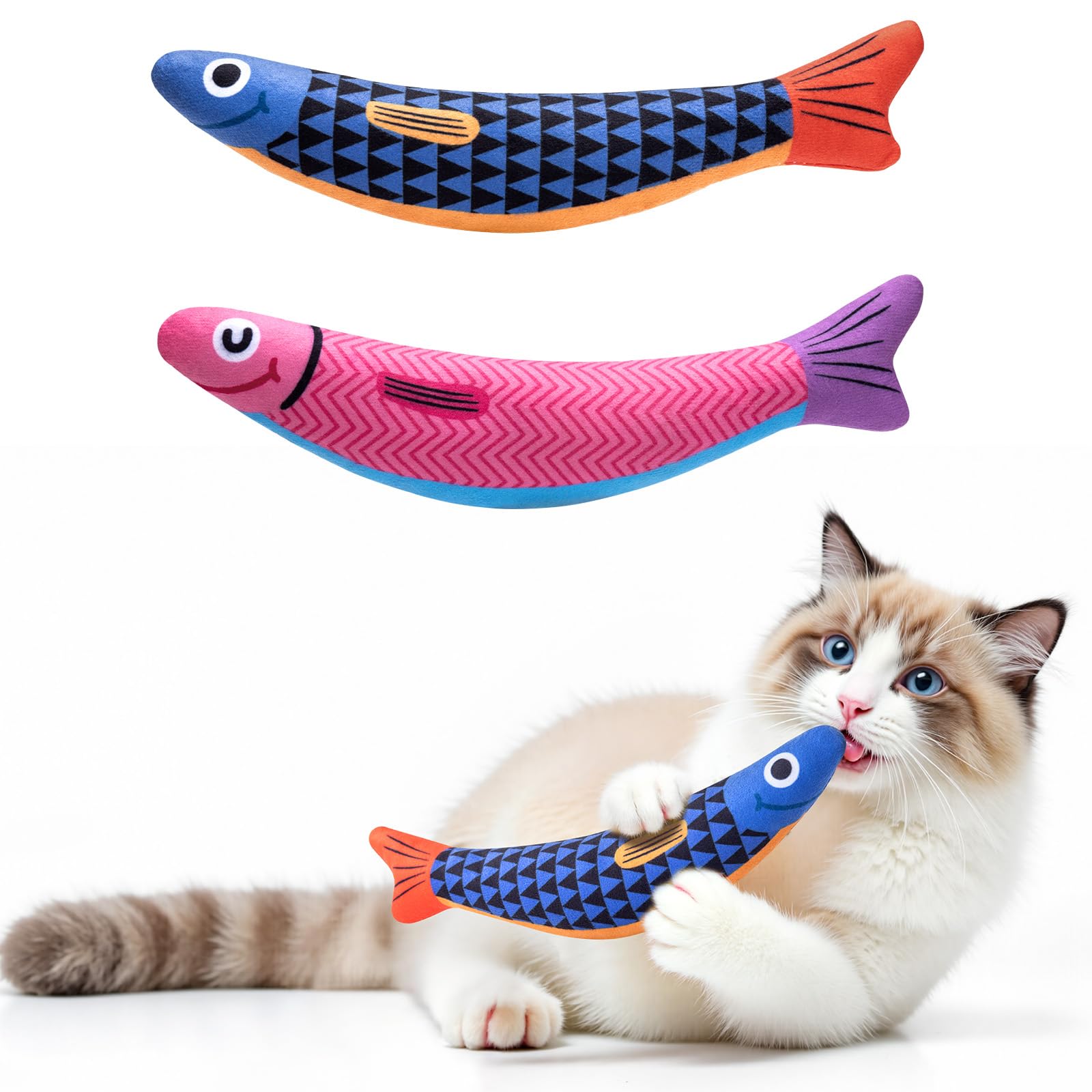 PetBusy Cat Toys with[5000mg A+Natural Catnip &Silvervine] [Baby Grade] Interactive Soft Chew Kicker Cat Toys for Indoor Cats & 