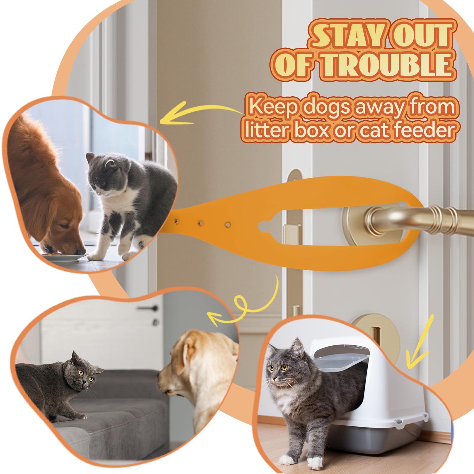 TGIOW Cat Door Latch, 1 Pcs Cat Door Stopper Pet Door Latch to Keep Dog Out of Litter Box and Food, Door Prop for Cat with 5 Adj