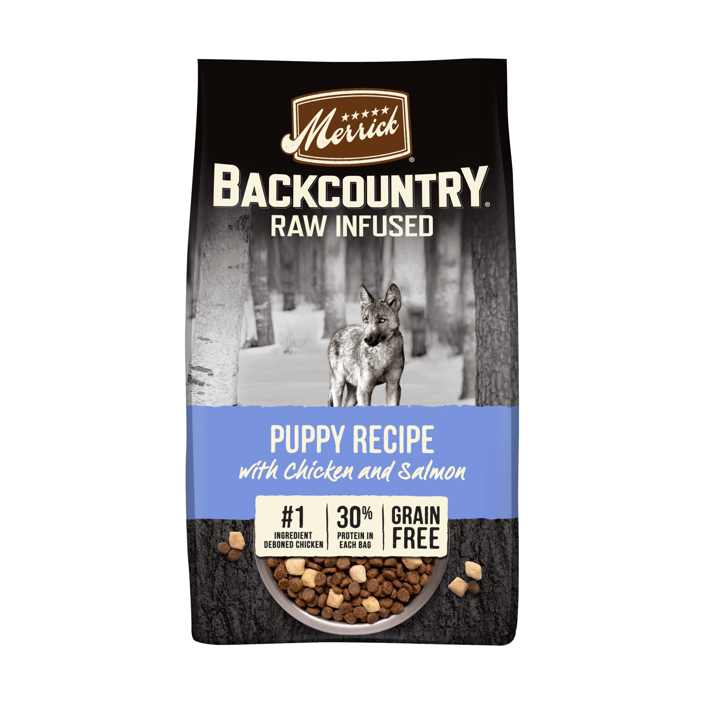 Merrick Backcountry Grain Free Dry Puppy Dog Food, Kibble with Freeze Dried Raw Pieces, Chicken Recipe - 20.0 lb. Bag