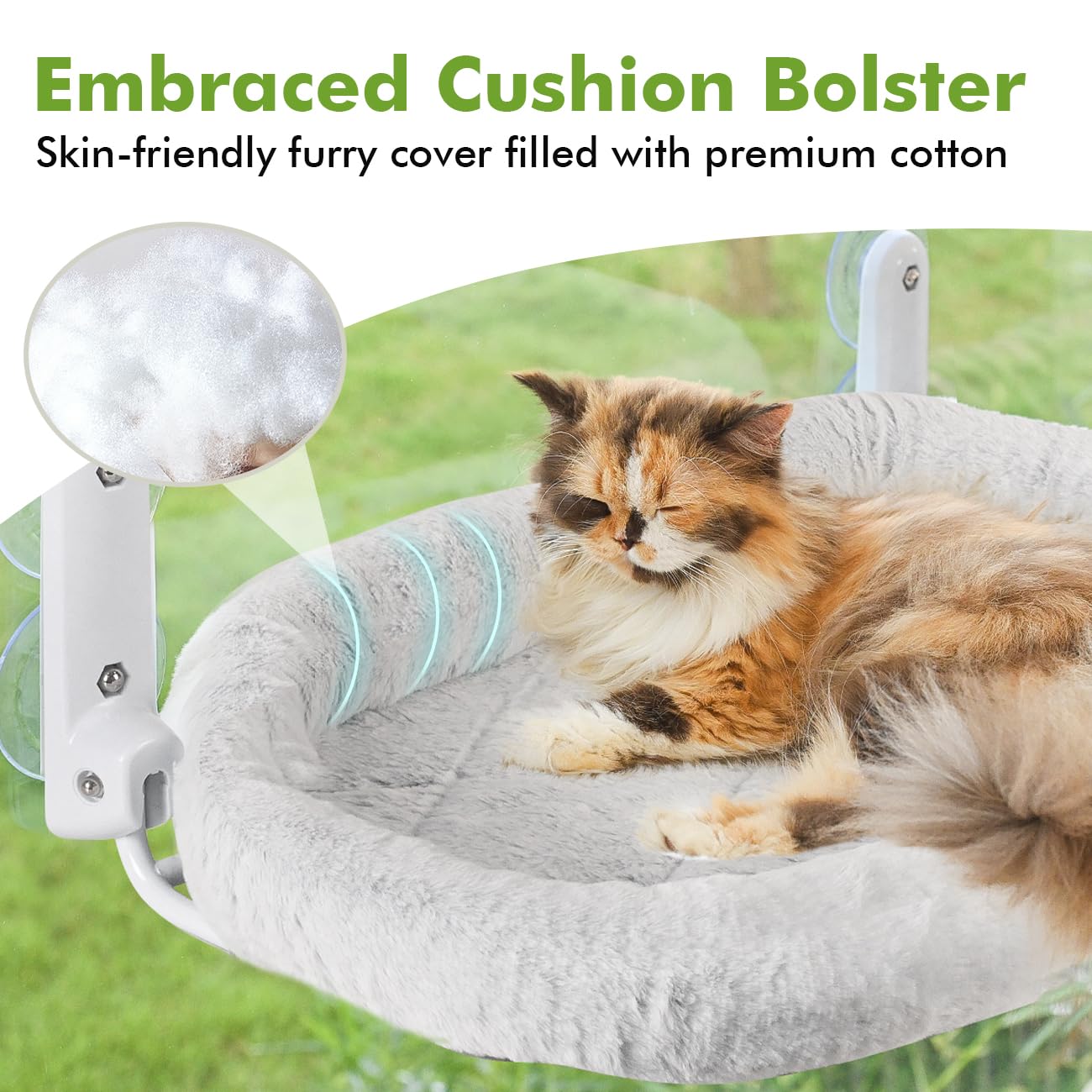 Zoratoo 2Pc Cat Window Perch With Bolster Foldable Cat Hammock Cushion Bed For Window With Metal Frame, Large Suction Cups Cordl