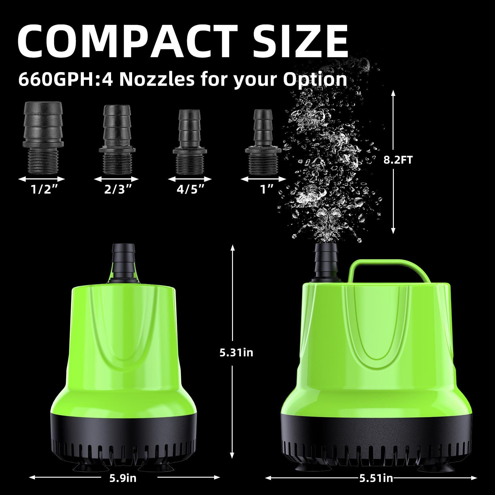 Freesea Fountain Submersible Water Pump: 660 Gph 40W Small Sump Pump For Outdoor Pond Hydroponic Statuary Waterfall Aquarium Fish Tank