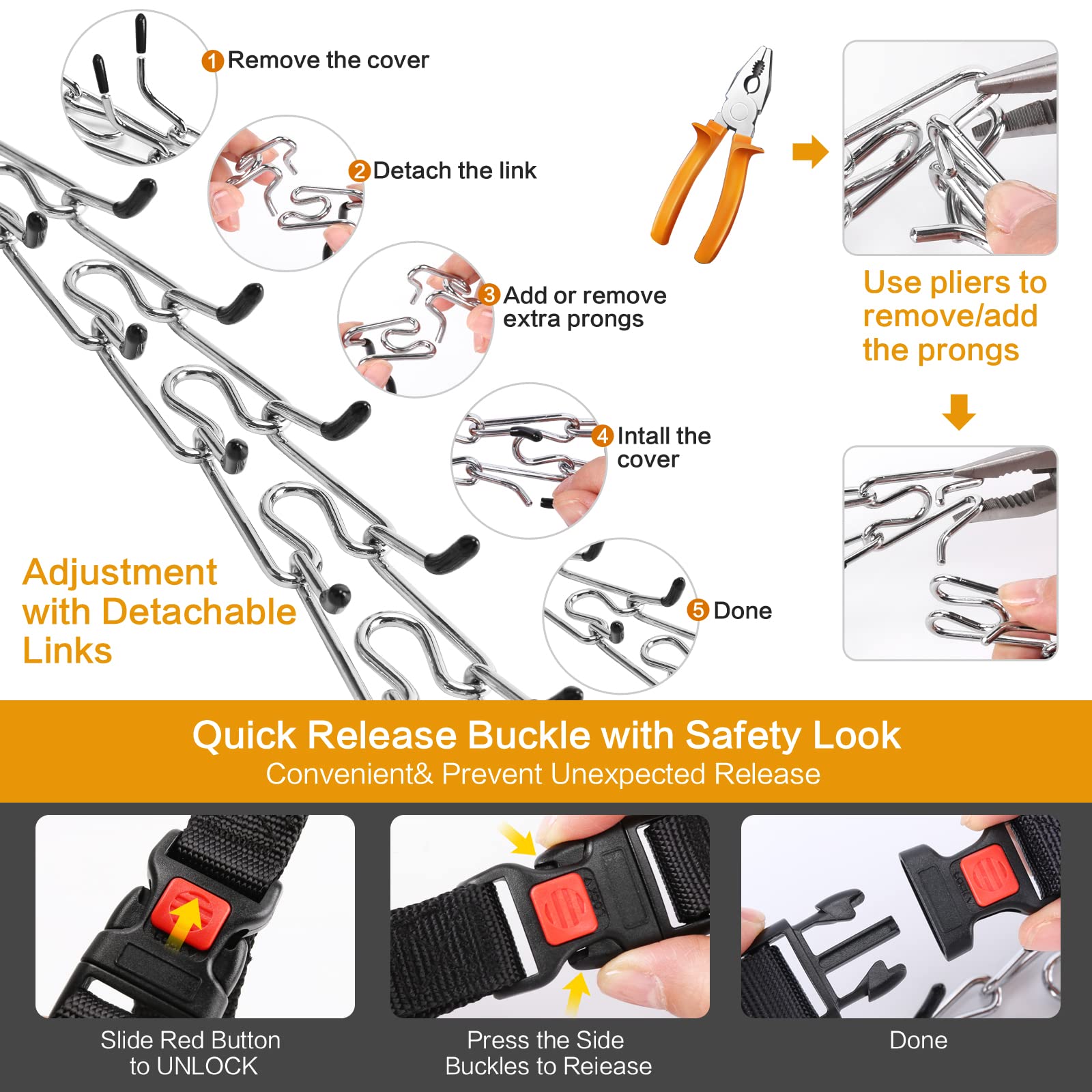 Prong Training Collar with Comfort Tips and Quick Release - Dog Choke Pinch Collar with Nylon Cover - Classic Collar and Leash f