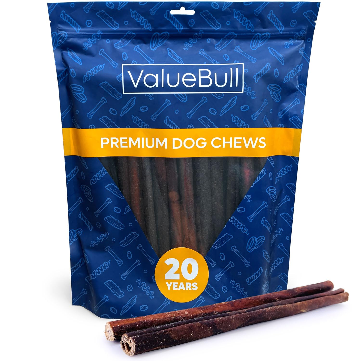 ValueBull Collagen Sticks for Dogs, 12 Inch Thick Chews, Natural Long-Lasting Dog Treats, 25 Count - Supports Joints, Skin & Coa