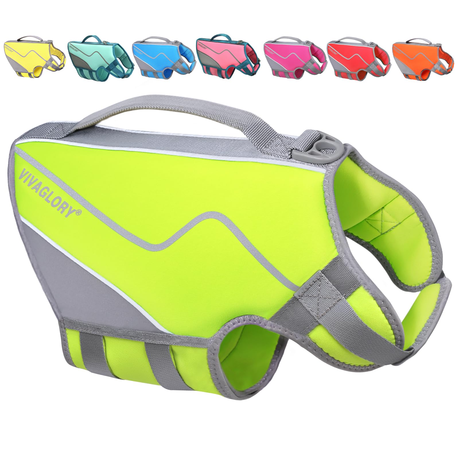 Vivaglory Neoprene Dog Life Jacket Dog Life Vest For Boating Hunting & Swimming, Lightweight With Leash Ring, M, Bright Yellow