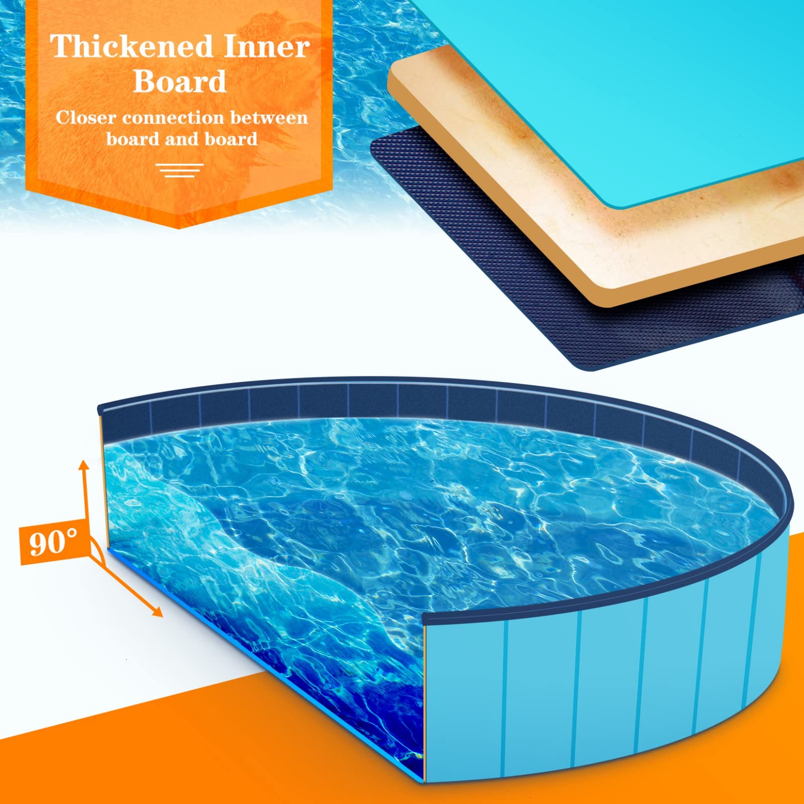 Timoo Foldable Dog Pool For Large Dogs 63 Inches Slip-Resistant Pet Pool Bathing Tub Pvc Wading Pool, Collapsible Dog Swimming Pool For Outdoor & Indoor Use, Blue