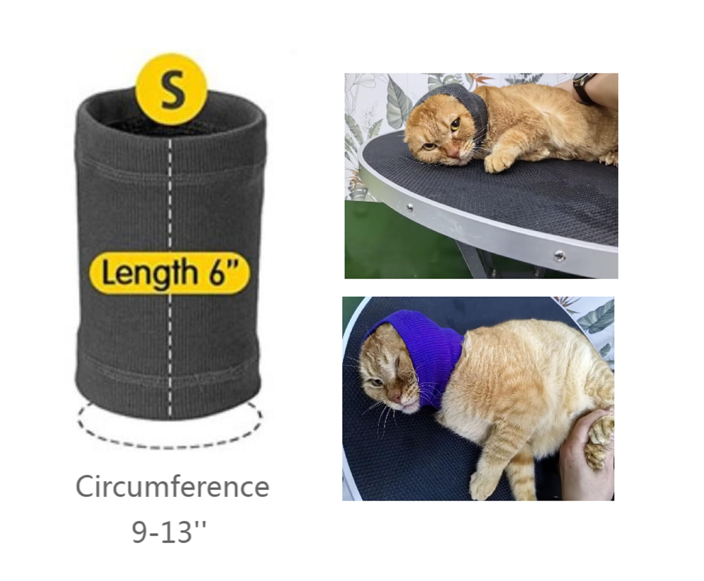 Ddfs Cat Head Cover Ear Wrap Pinpoint Mesh Neck Cowl Cat Grooming Headband Snood For Cat Purple+Blue S