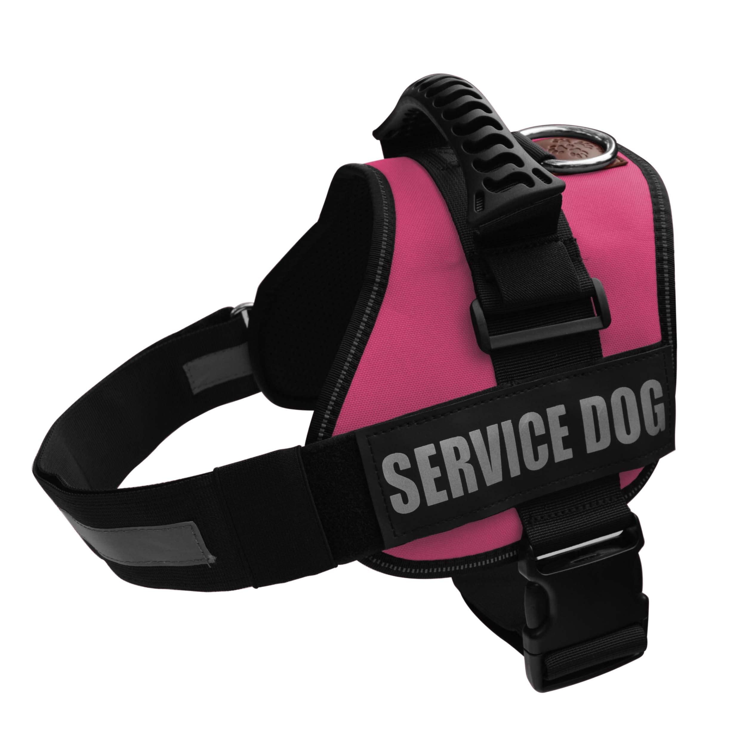 Albcorp Service Dog Vest Harness - Reflective - Woven Polyester & Nylon, Comfy Mesh Padding, Large, Pink