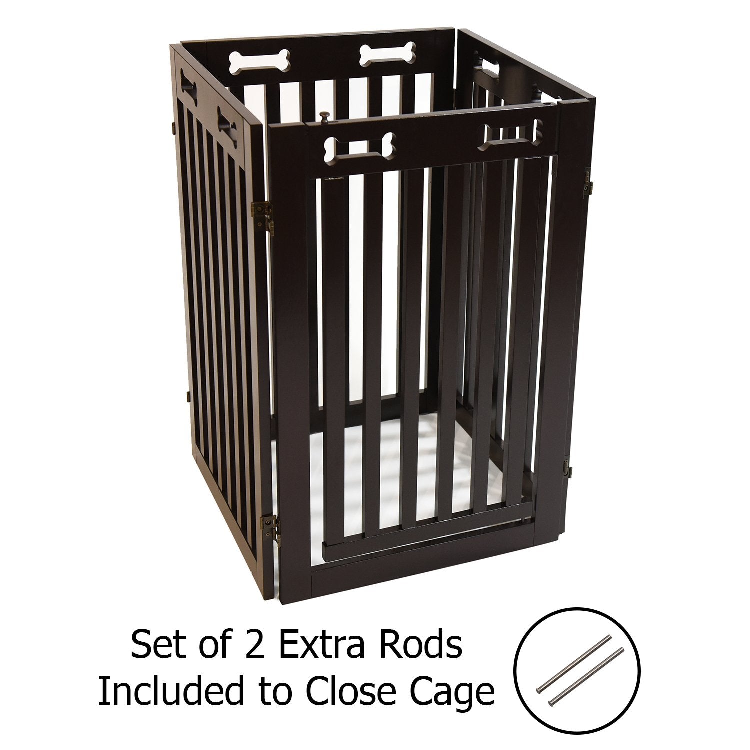 Arf Pets Freestanding Dog Gate With Door, 4 Panel 360 Configurable Wooden Fence, 80' Wide, 31.5' High, Set Of Foot Supporters