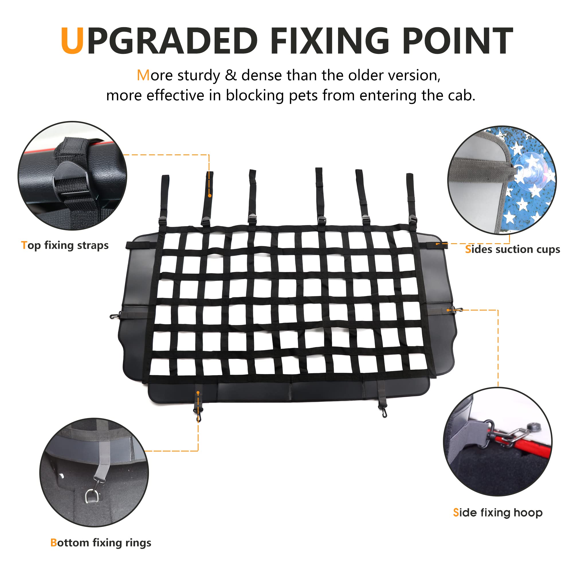 Rerpro Pet Net Safety Dog Barrier For 2007-2025 Jeep Wrangler Jk Jl 4 Door Accessories, Behind Rear Seat Pet Dog Covers Trunk Cargo Isolation Liner Net For Jeep Wrangler