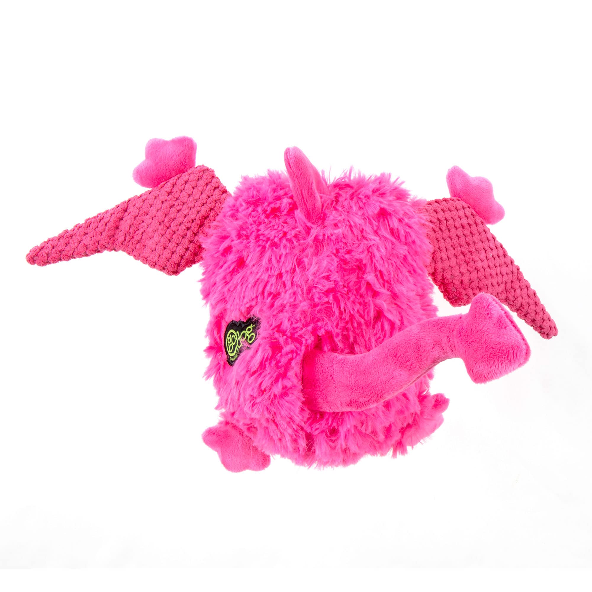 Godog Playclean Pterodactyl Squeaky Plush Dog Toy With Odor-Eliminating Essential Oils, Chew Guard Technology - Pink, Small