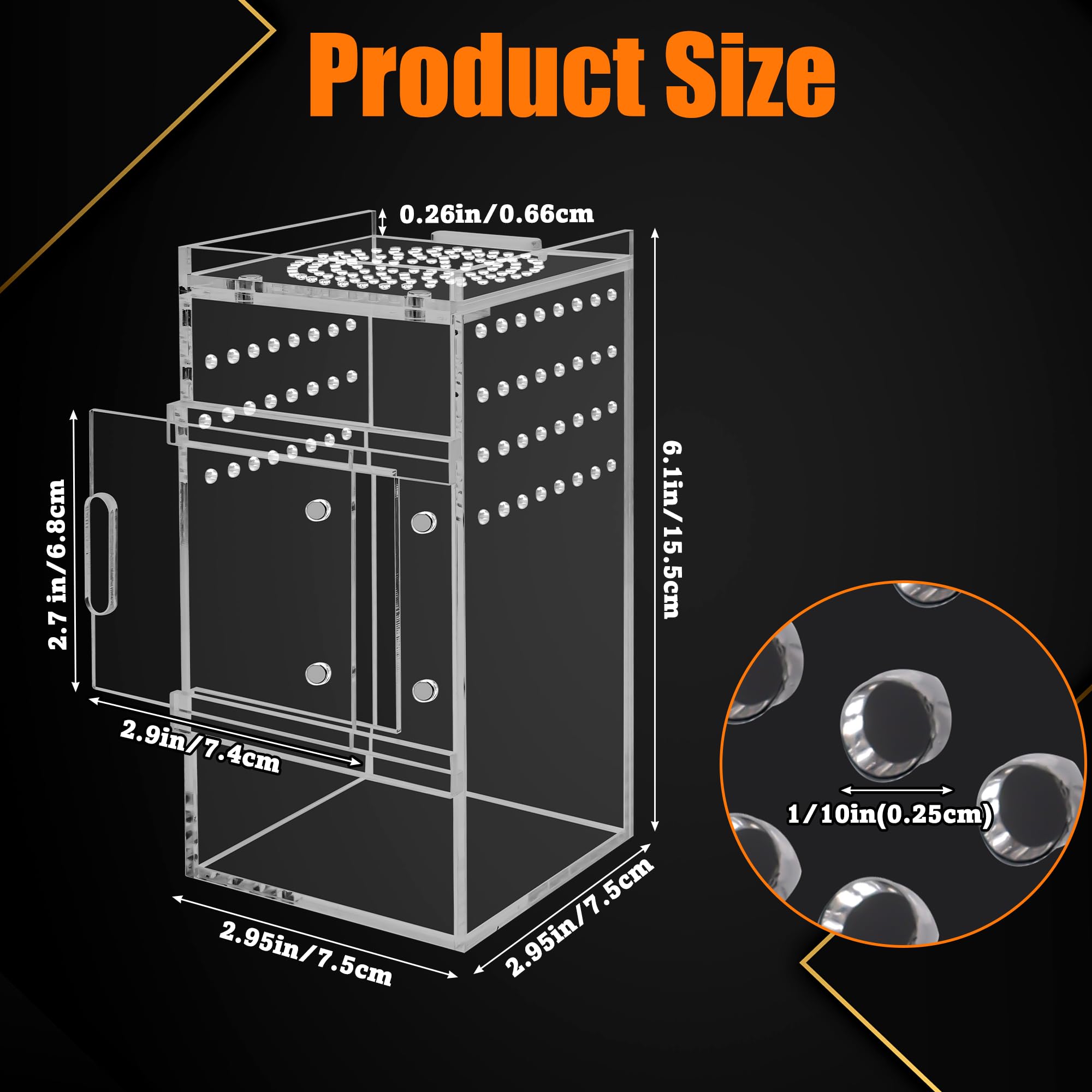 Zhaoyao Acrylic Jumping Spider Enclosure Tarantula Enclosure, Full Transparency Spider Enclosure Spider Terrarium Jumping Spider