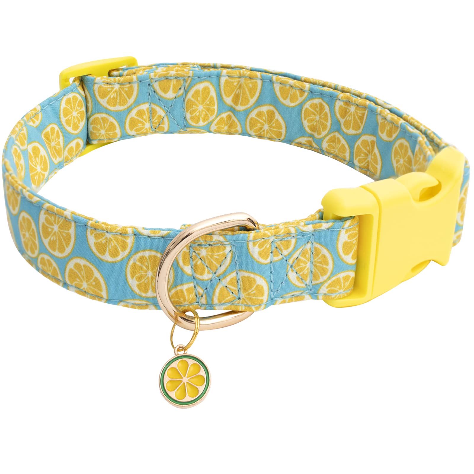 Faygarsle Cute Dog Collar For Girls Boy Dogs Soft Fancy Pet Collar With Lemon Design Ideal Yellow Green Summer Dog Collar For Sm