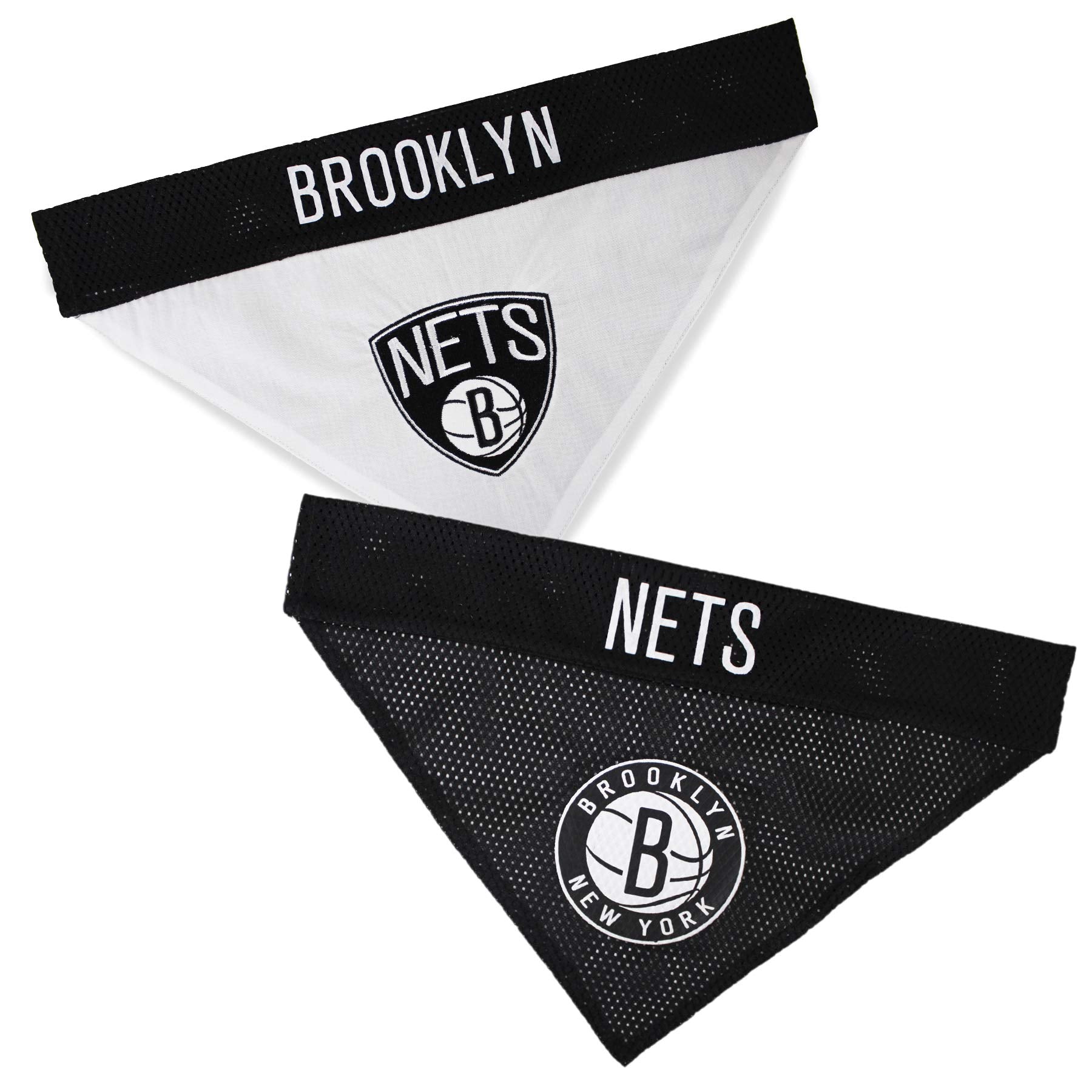 Nba Dog Bandana - Brooklyn Nets Reversible Pet Bandana. 2 Sided Home & Away Sports Bandana With A Premium Embroidery Team Logo, Large/X-Large