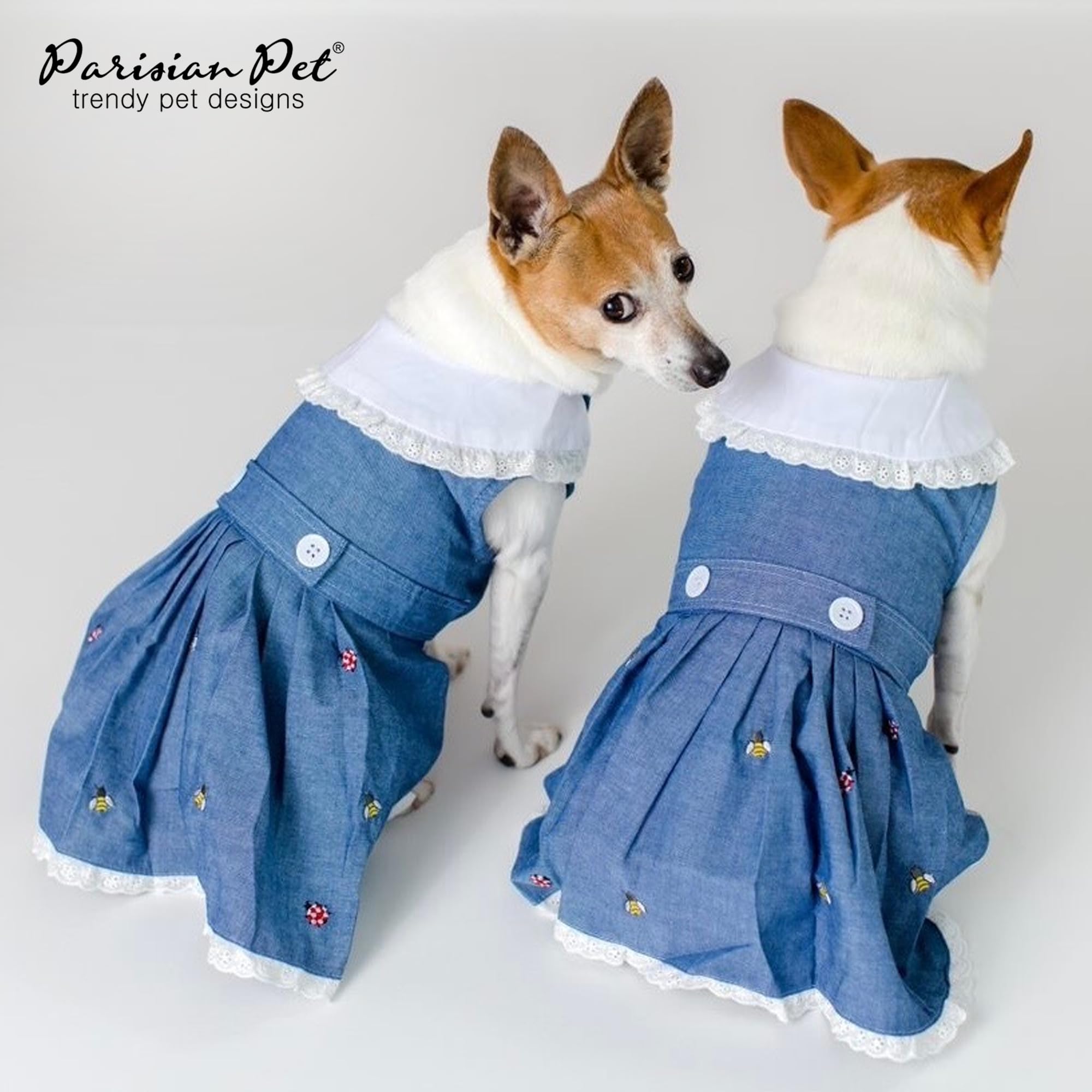 Parisian Pet Dog Overall Dress - Lightweight And Fashionable Summer Skirt - Sleeveless Clothes For Medium Dogs Girl M