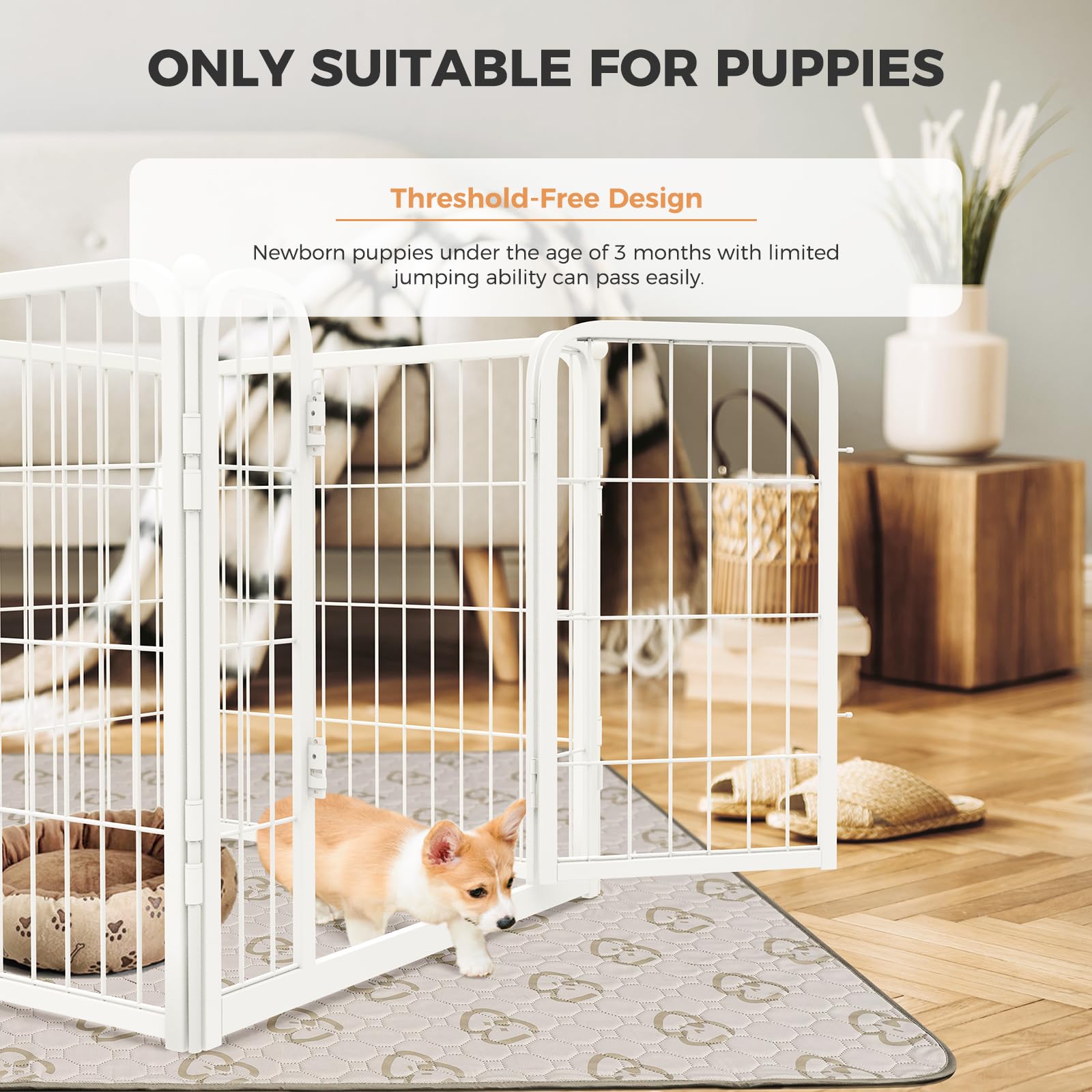 Fxw Homeplus Indoor Dog Playpen - Stress-Free And Safe Play, 24 Inch 4 Panels For Puppy And Small Dogs, White│Patented