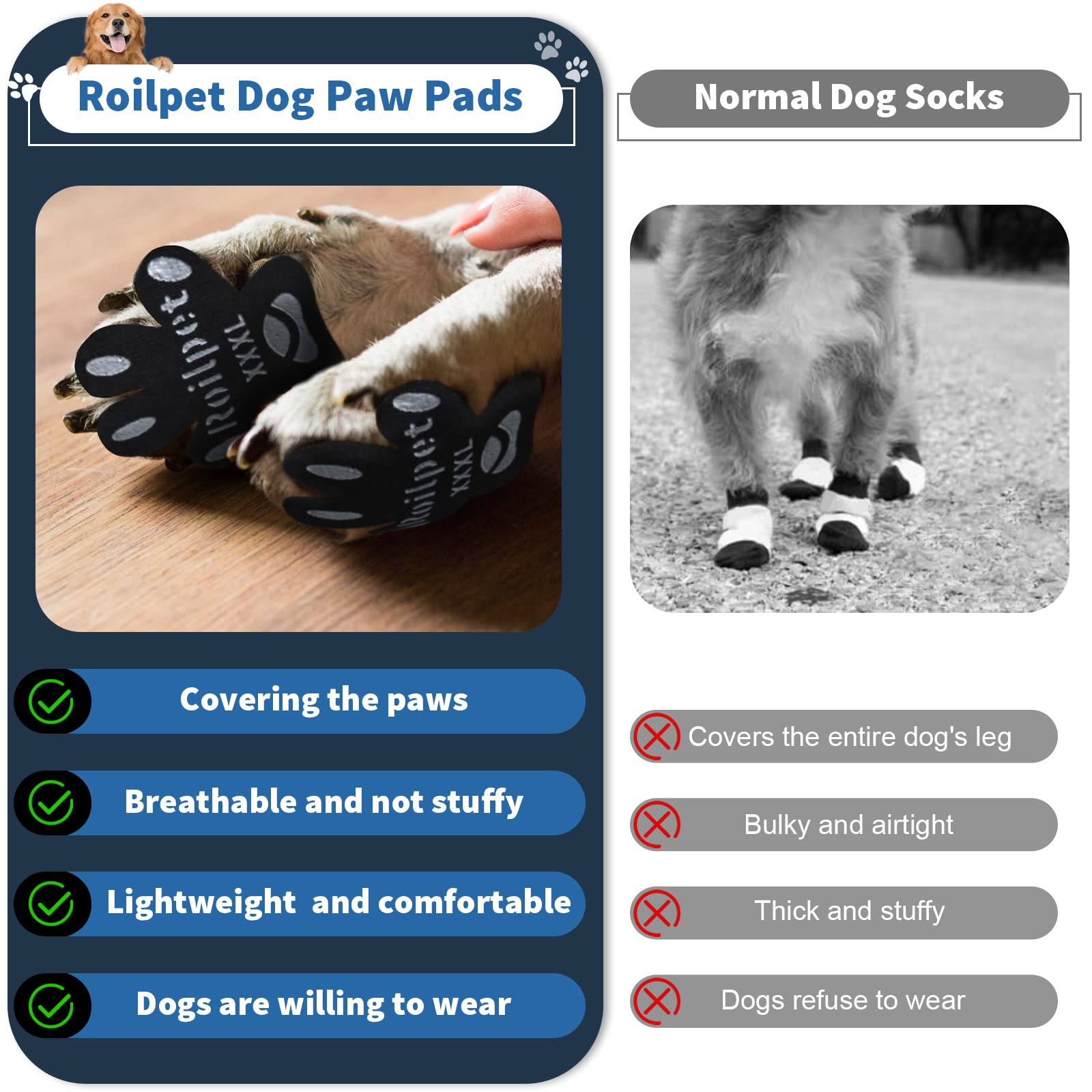 Dog Paw Grips Anti Slip Traction Pads, Paw Protectors With Strong Adhesive For Senior Dogs With Mobility Issues, (12 Sets - 48Pa