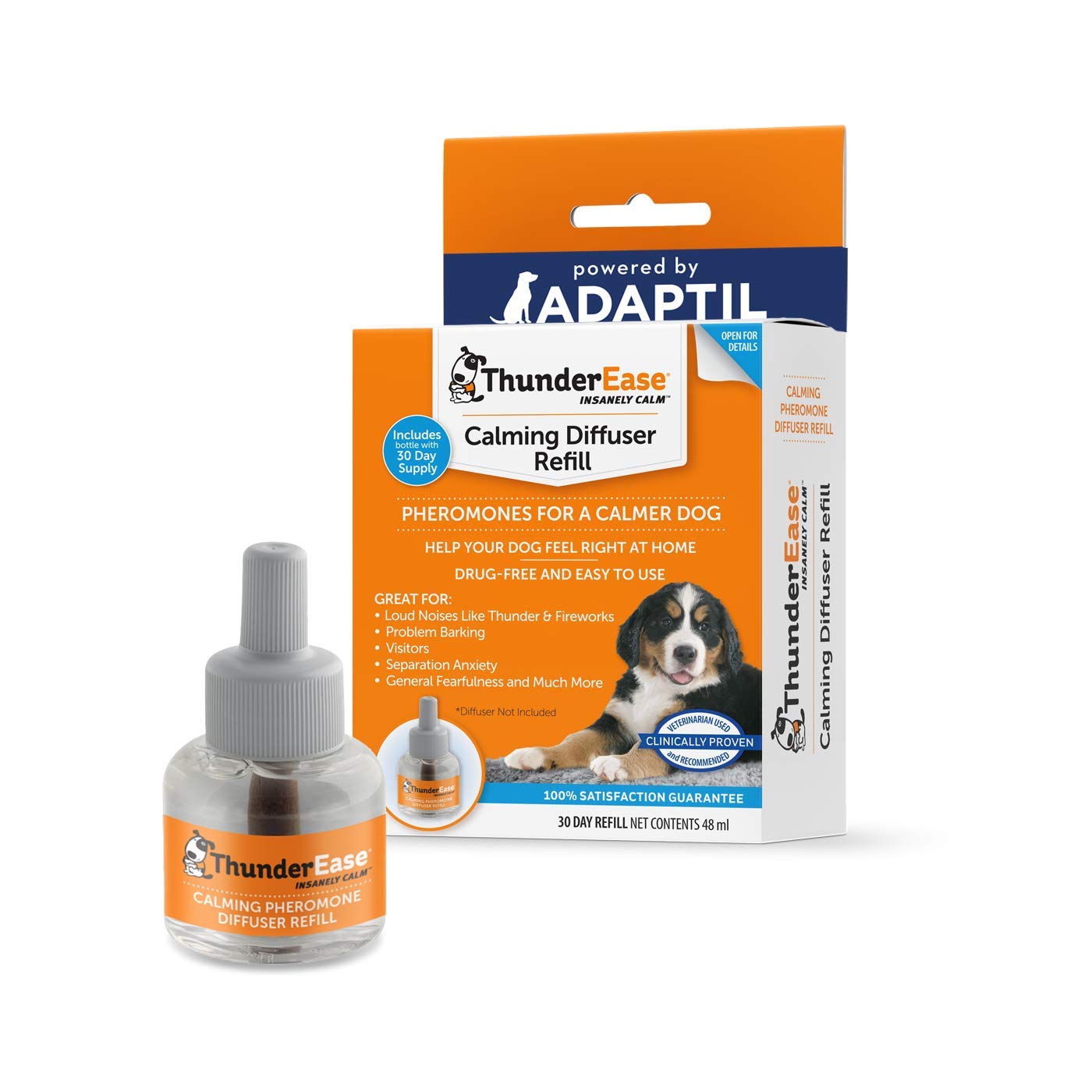 ThunderEase Dog Calming Pheromone Diffuser Refill | Powered by ADAPTIL | Vet Recommended to Relieve Separation Anxiety, Stress B