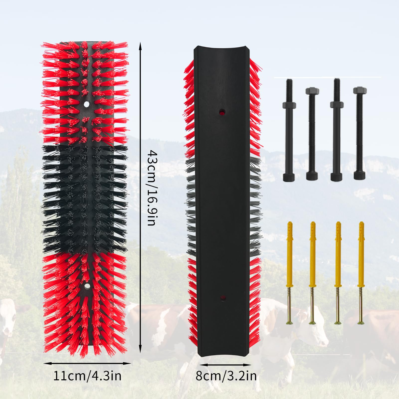 Livestock Scratch Brush With 4 Screws,Animal Back Scratching Brush For Cow,Cattle,Sheep, Horses,Pigs,Massage Grooming Tool