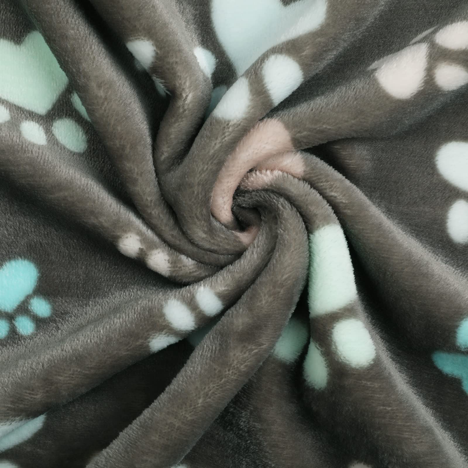 Luciphia 1 Pack 3 Blankets Fluffy Premium Fleece Pet Blanket Flannel Paw Printed Throw For Dog Cat(Medium 30X20'', Grey/Brown/Bl