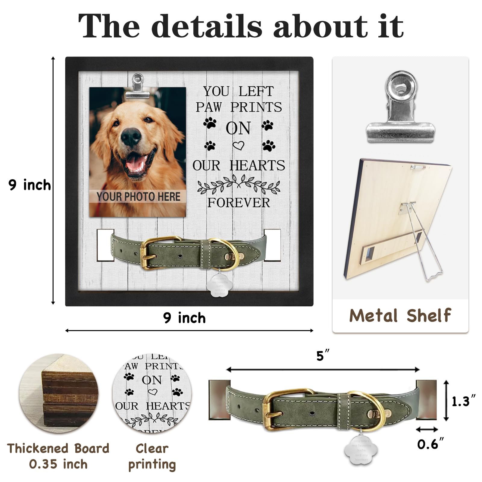 PUREFLY Pet Loss Gift - Memorial Frame for Dog/Cat, "You Left Paw Prints" Sympathy Keepsake