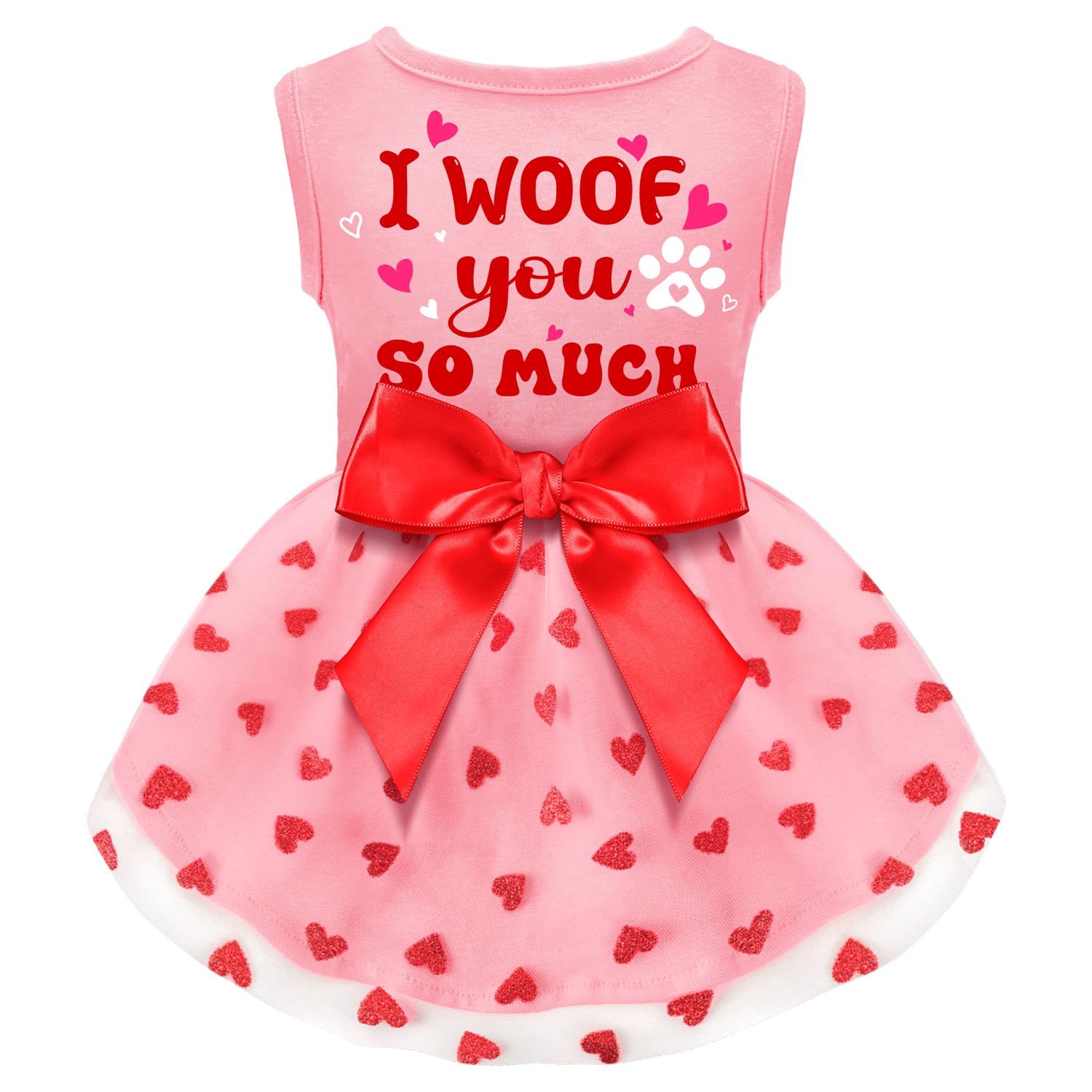 Valentines Day Outfit - Red Tulle Dog & Cat Dress With Bowknot For Small To Large Pets