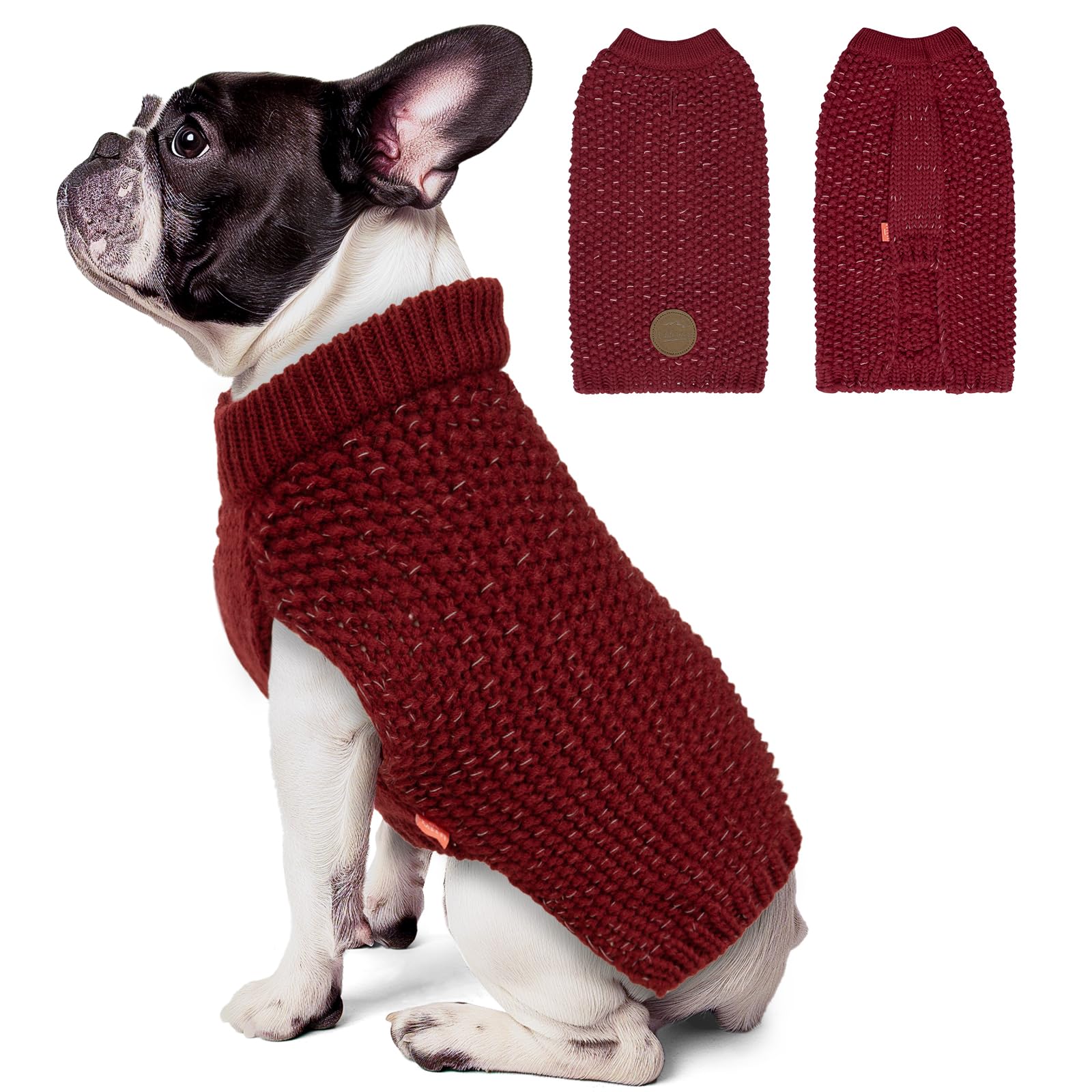 Kyeese Dog Sweater Classic Dog Clothes Comfy Pet Coats With Leash Hole Stretchy Clothes Medium Size Pet Warm Coats For Medium Do