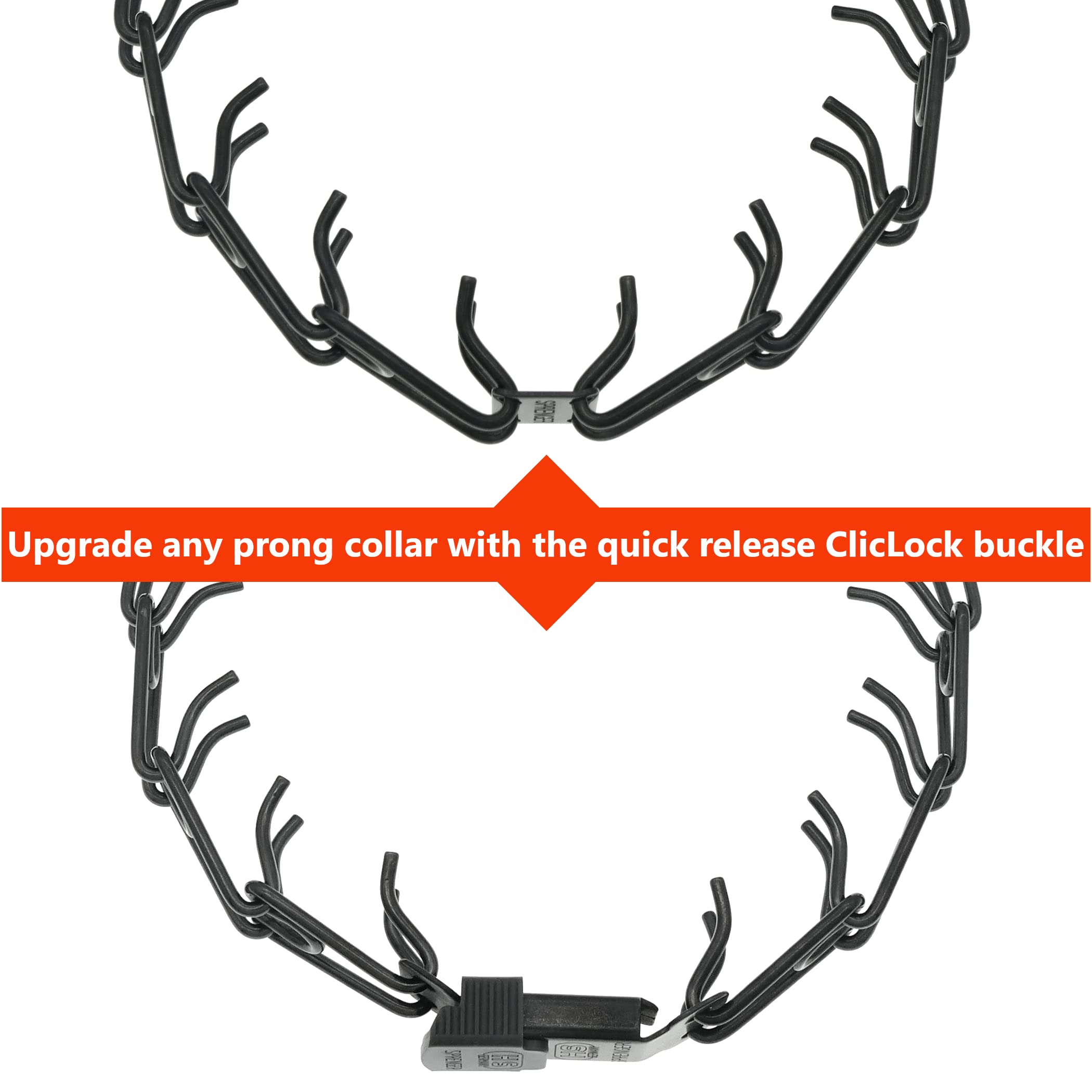 Herm Sprenger Black Stainless Steel Cliclock Buckle Quick Release Fastener For Dog Training Prong Collar For Small Medium Large