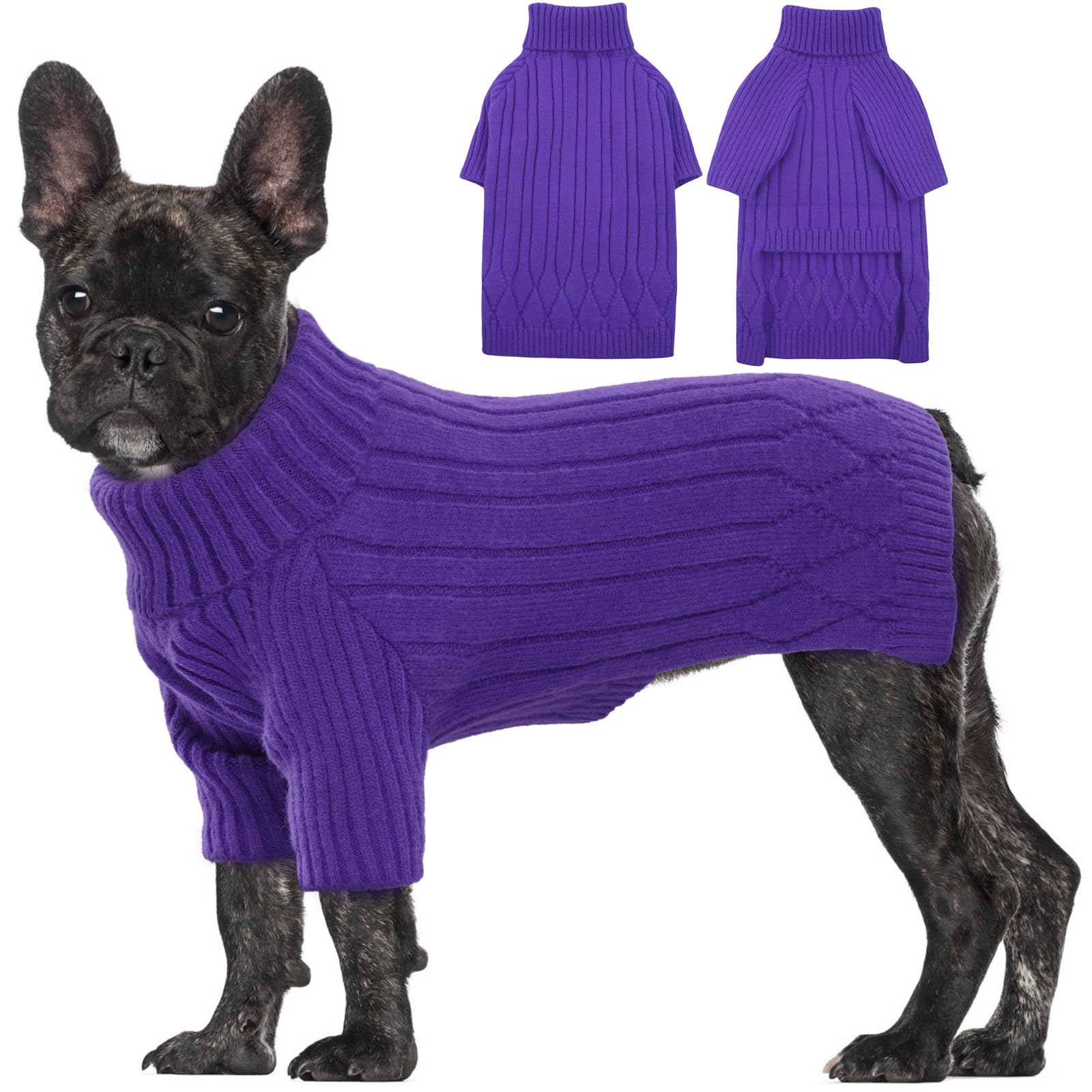 OUOBOB Dog Sweater for Medium Dogs, Warm Winter Fall Dog Sweaters for Dog Girls Boys, Turtleneck Dog Knitwear, Doggie Christmas 