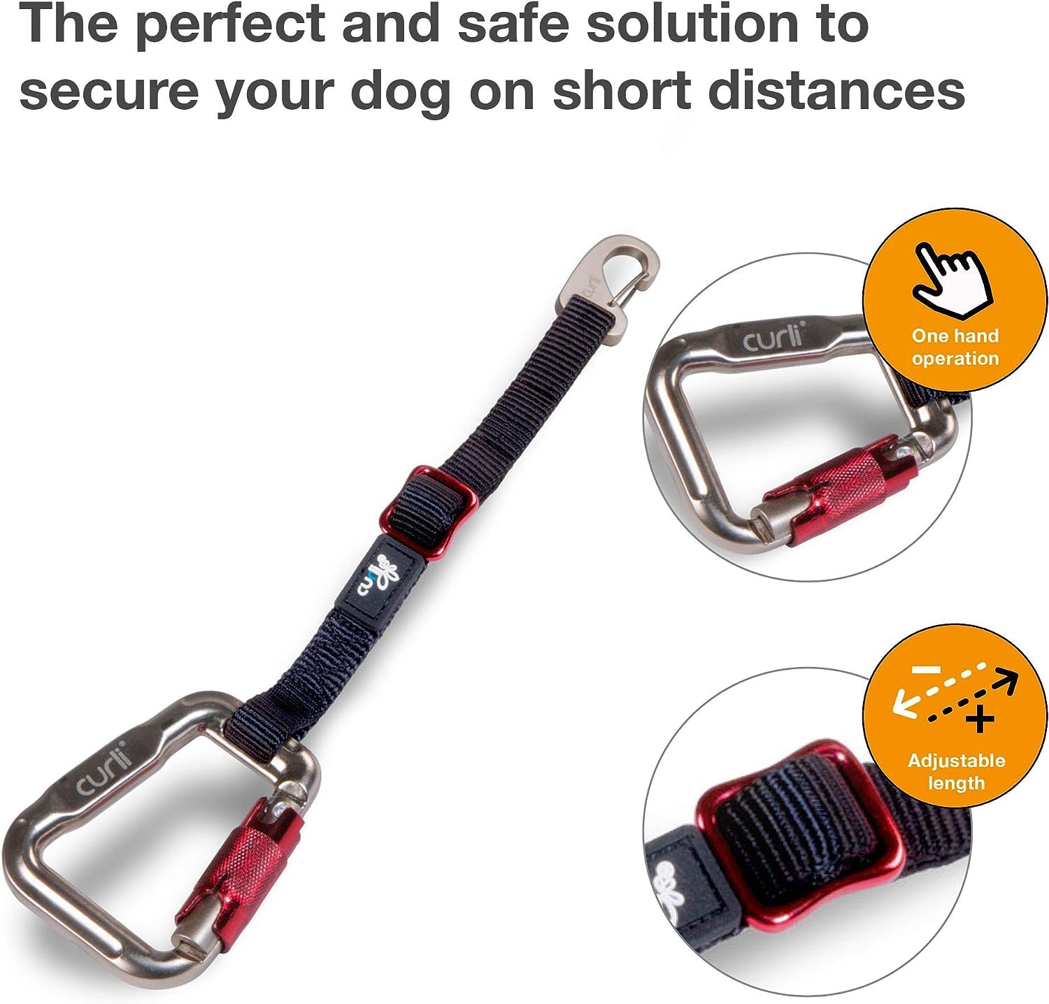 Curli Car Safety Belt Dog Car Seat Belts Nylon Extra Strong Adjustable Length Car Seat Belt For Dogs 11.8 Inch