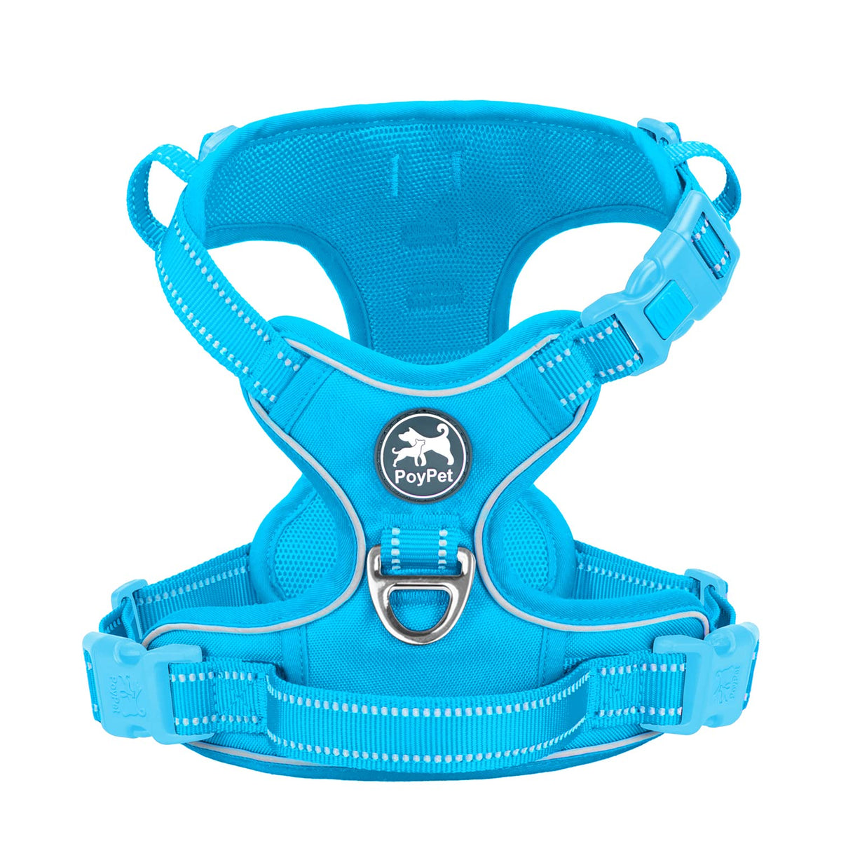 Poypet No Pull Dog Harness, No Choke Reflective Dog Vest, Adjustable Pet Harnesses With Easy Control Padded Handle For Small Medium Large Dogs(Blue,Xl)