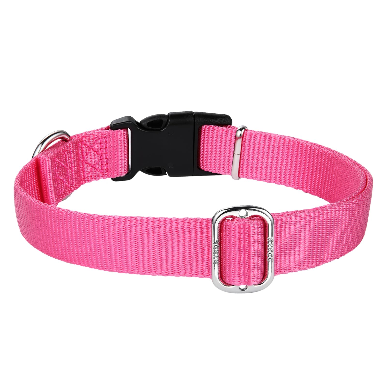 Hyhug Dog Collar With Quick Release Buckle, Nylon Adjustable Durable Cute Pet Collars For Medium Dogs, Boy And Girl(Candy Pink,