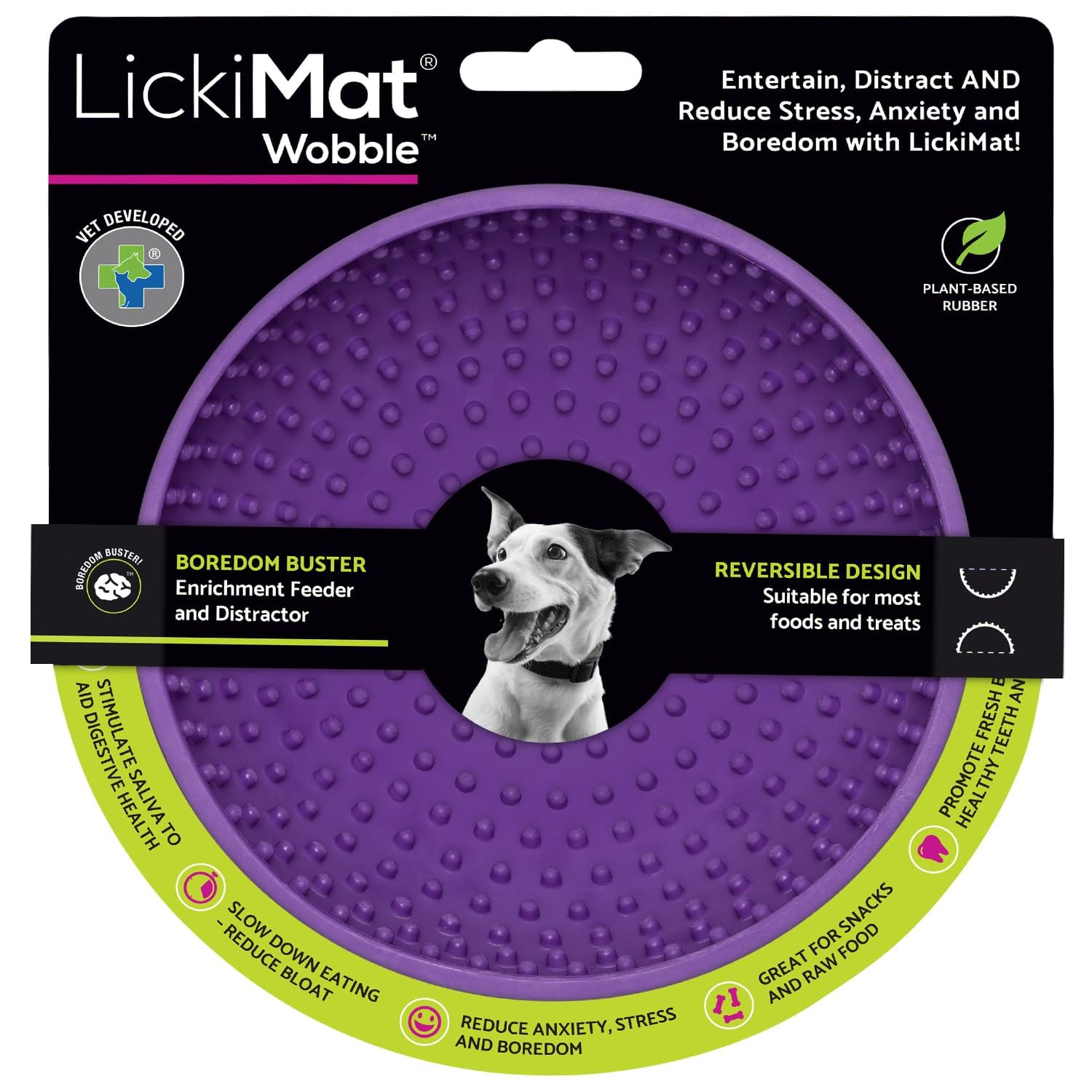 LICKIMAT Wobble, Dog Slow Feeder Bowl Lick Mat, Boredom Anxiety Reducer; Perfect for Food, Treats, Yogurt, or Peanut Butter. Fun