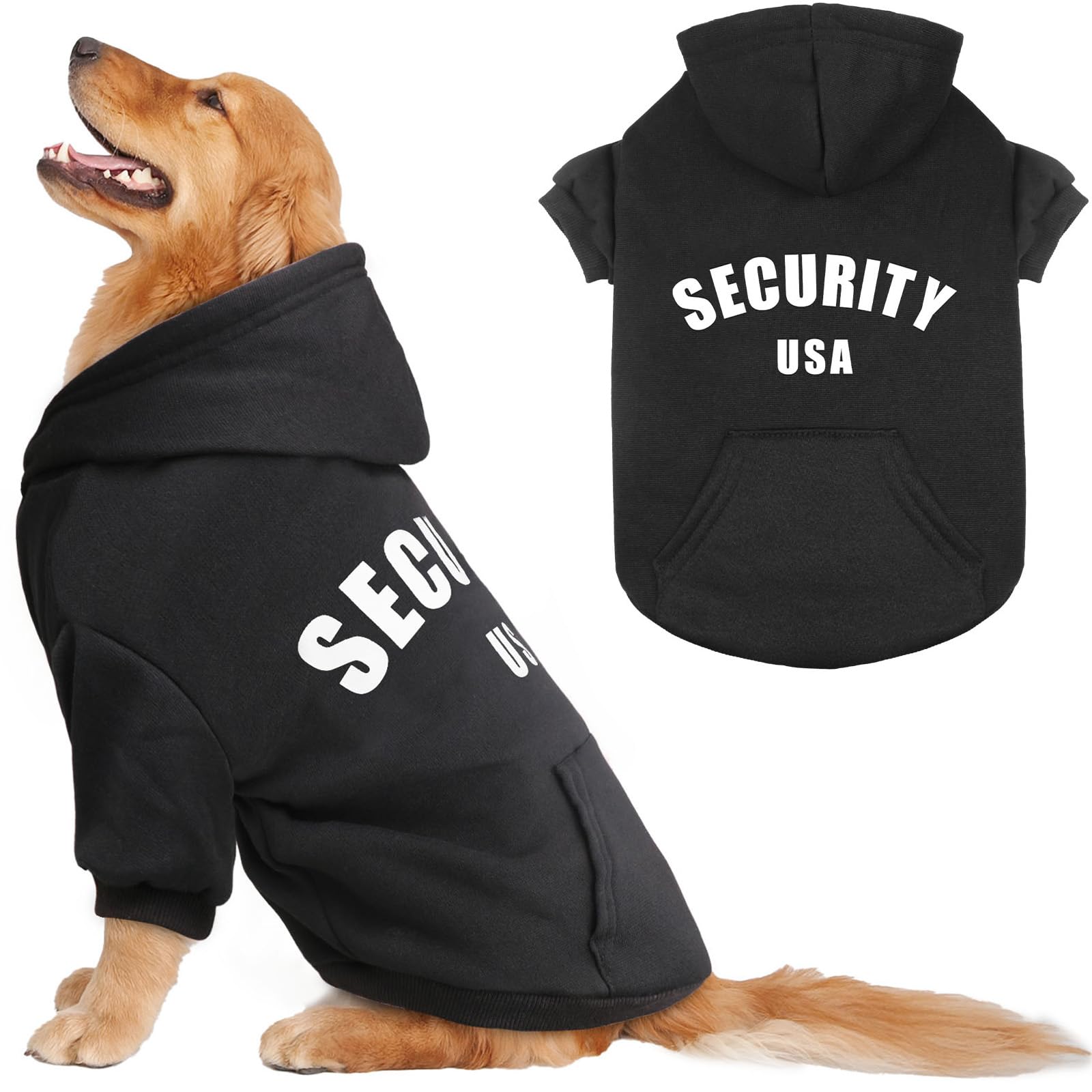 Dog Sweaters for Large Dogs Security Dog Hoodie Warm Cozy Brushed Fleece Interior Dog Clothes Dog Sweatshirt with Pocket Dog Hoo