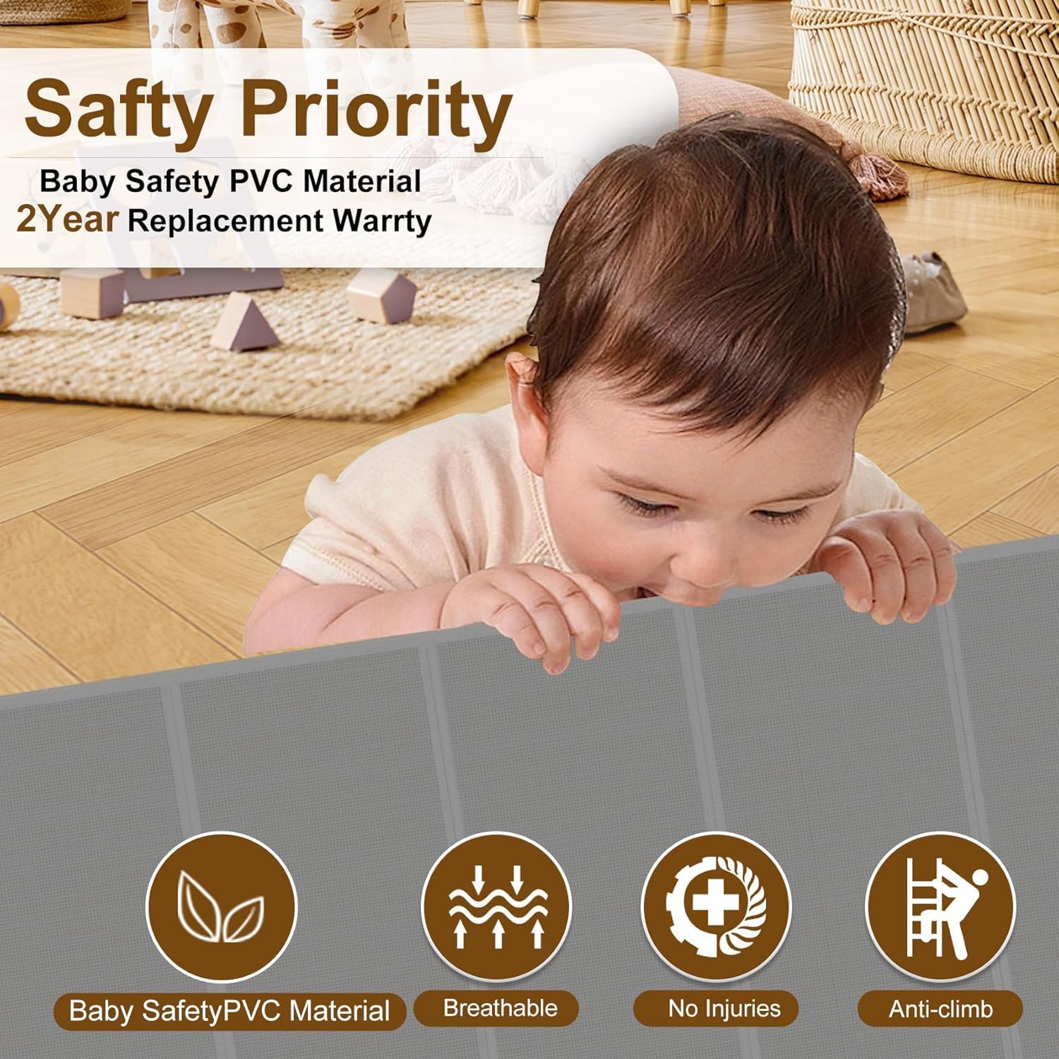 Miumoon 100 inch Retractable Baby Gates 34 inch Tall, Retractable Gate with Reinforced Strip Design to Prevent Crawling Through,