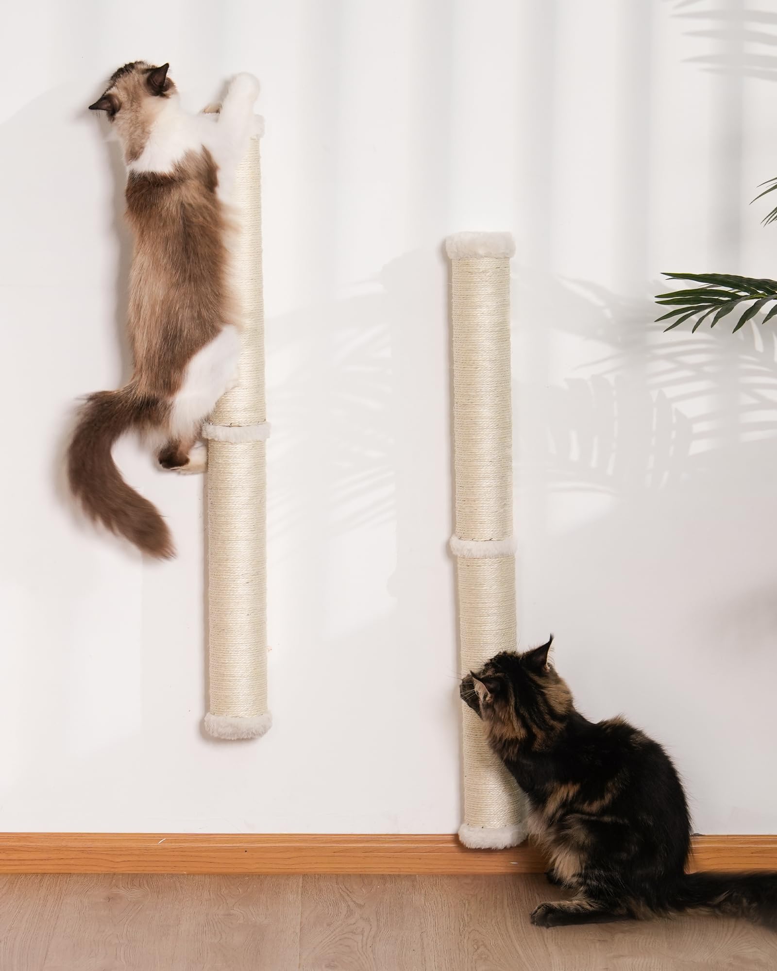 34'' Cat Wall Scratcher, 2-Pack, Long Sisal Scratching Post, Wall Mounted Cat Furniture For Indoor Large Adult Cats