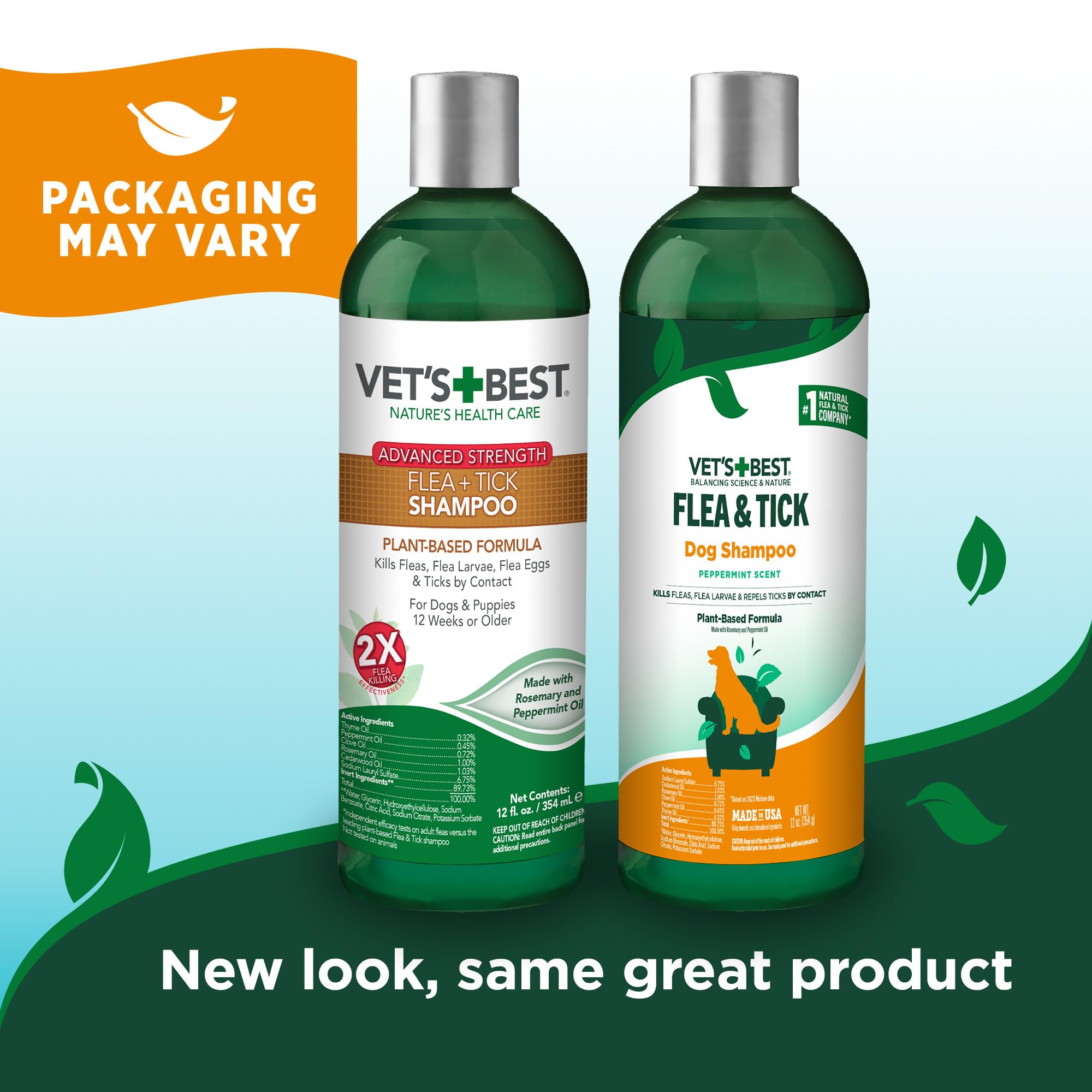 Vets Best Flea & Tick Advanced Strength Dog Shampoo - Dog Flea and Tick Treatment - Plant-Based Formula - Certified Natural Oils