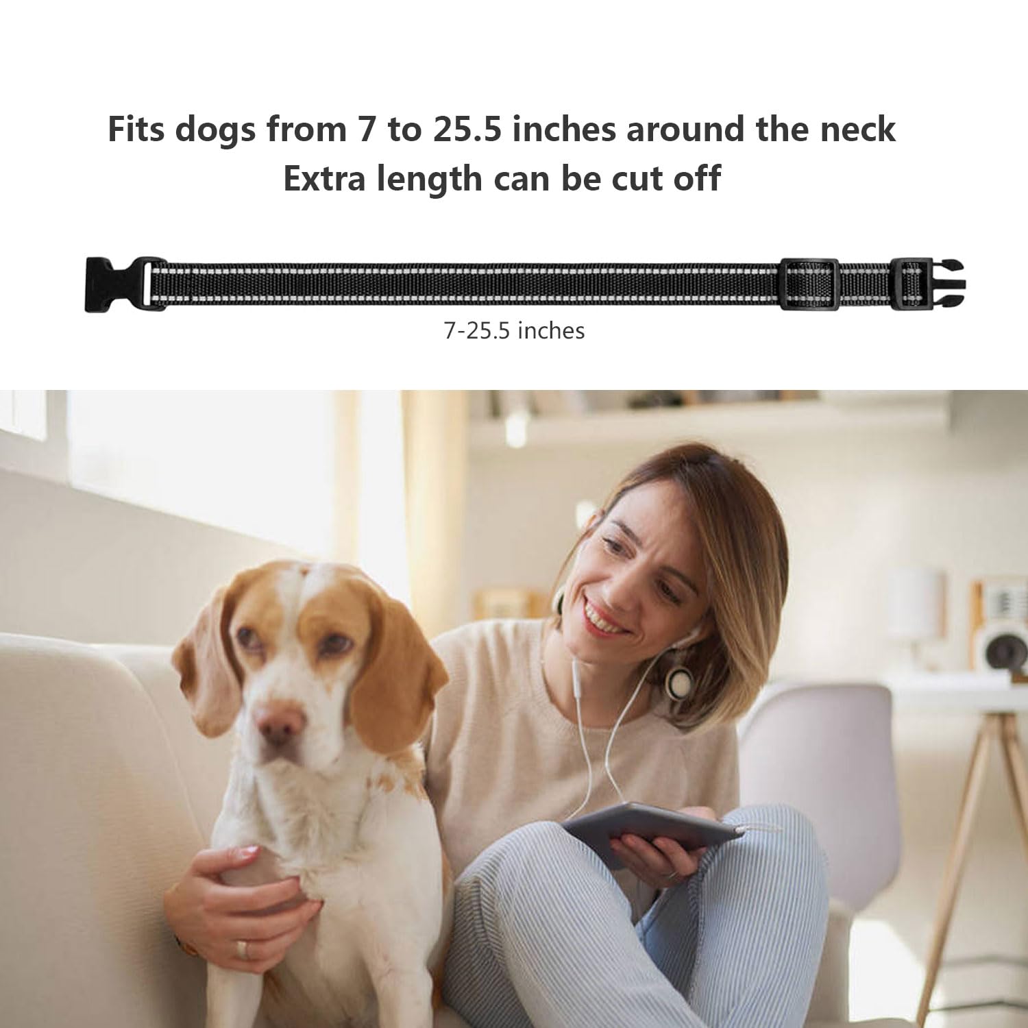 Aikko 2 Packs Dog Collars Strap For Most Of Electronic Training Shock Bark Collar Receivers-Adjustable Durable Reflective Waterp