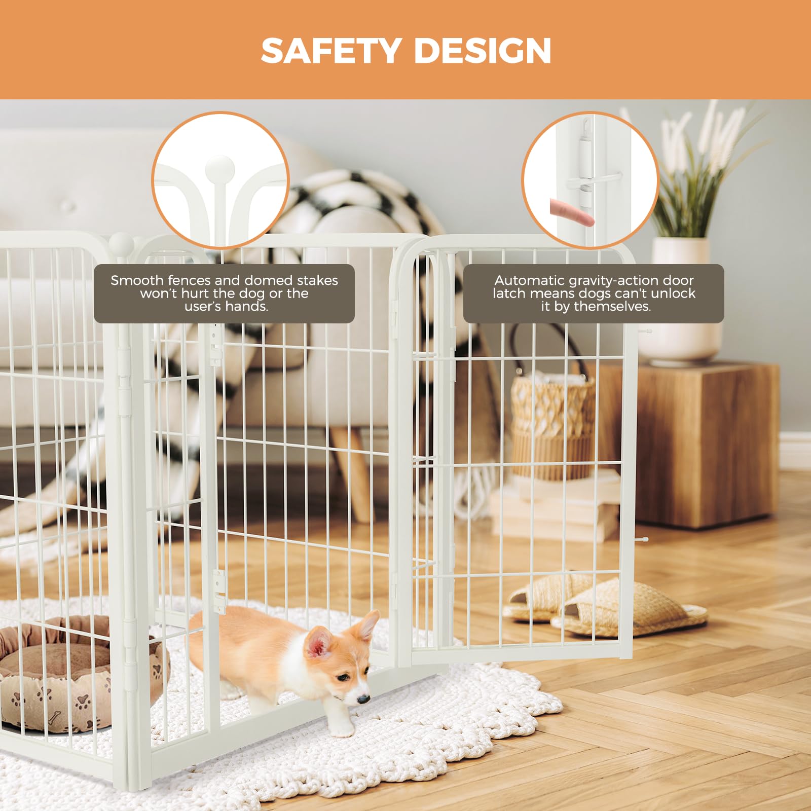 Fxw Dog Gate Extra Wide Designed For Indoor Use, Adjustable Width Up To 92-Inch Wide (24'' H 4 Panels For Puppies And Small Dogs