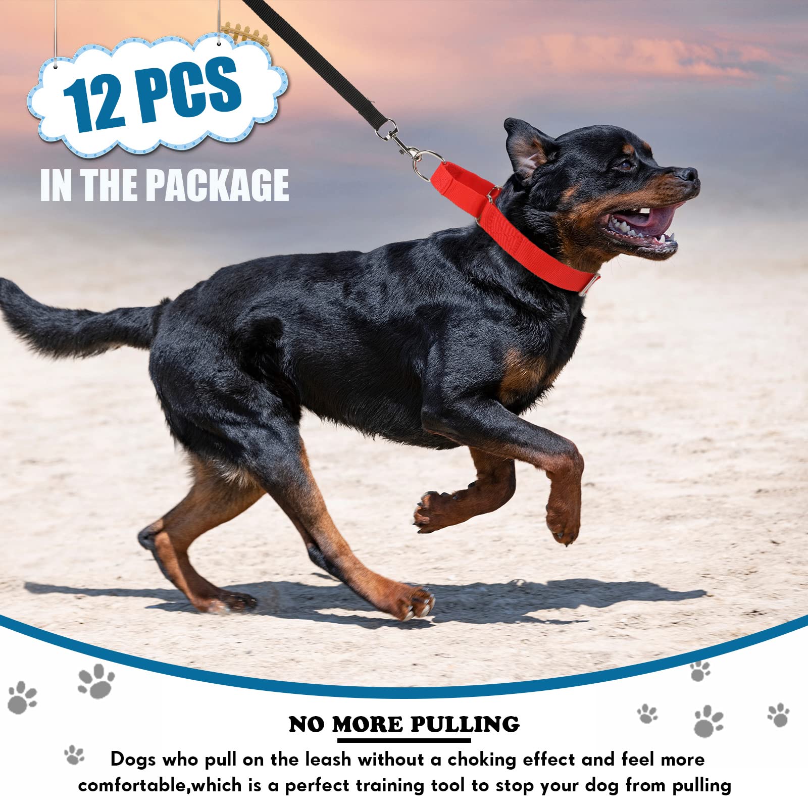 Cunno 12 Pcs Martingale Collar for Medium Dogs Reflective Dog Collar with Durable Metal Buckle Adjustable Nylon Pet Prevent Slip