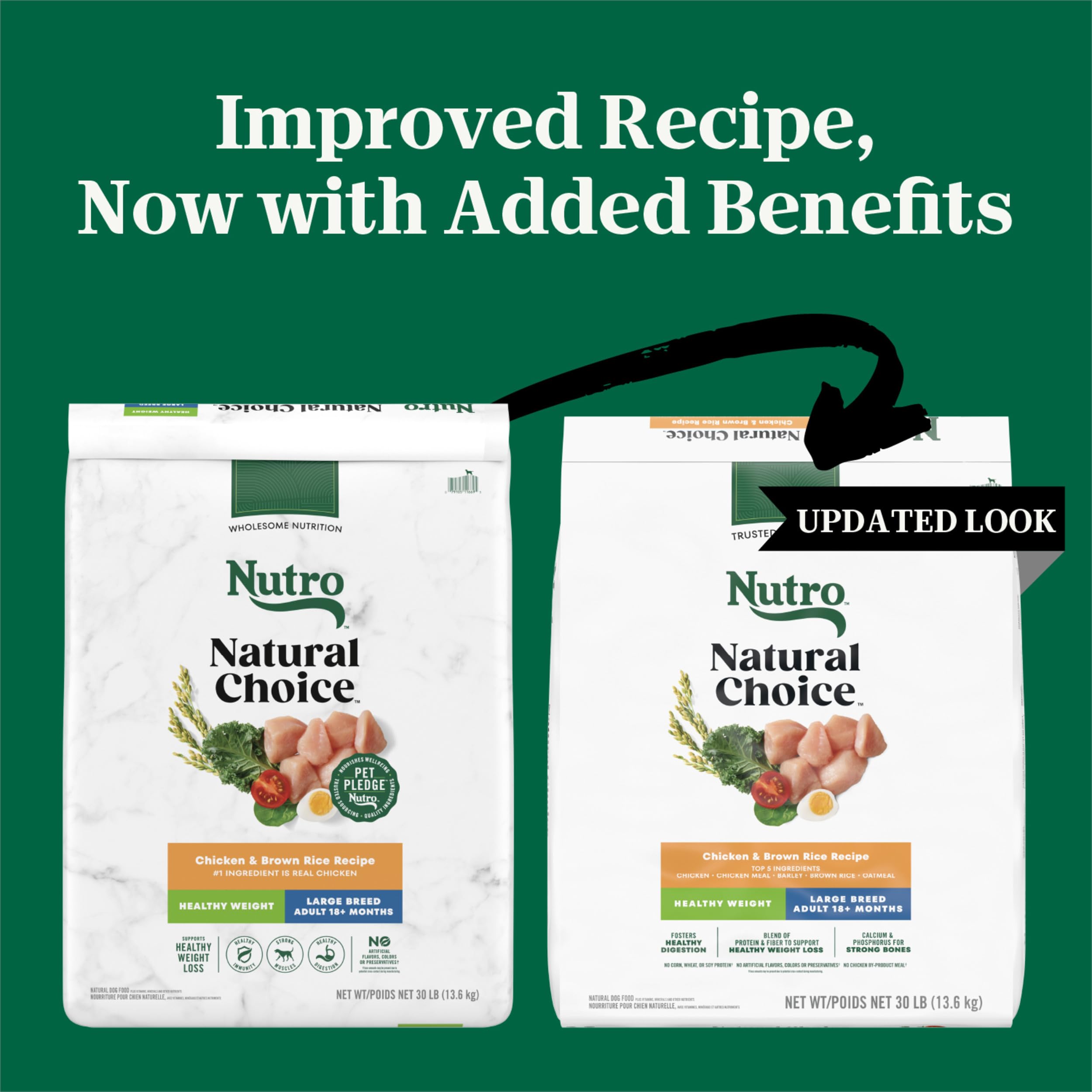 Nutro Natural Choice Adult Large Breed Healthy Weight Dry Dog Food, Chicken and Brown Rice Recipe, 30 lbs.