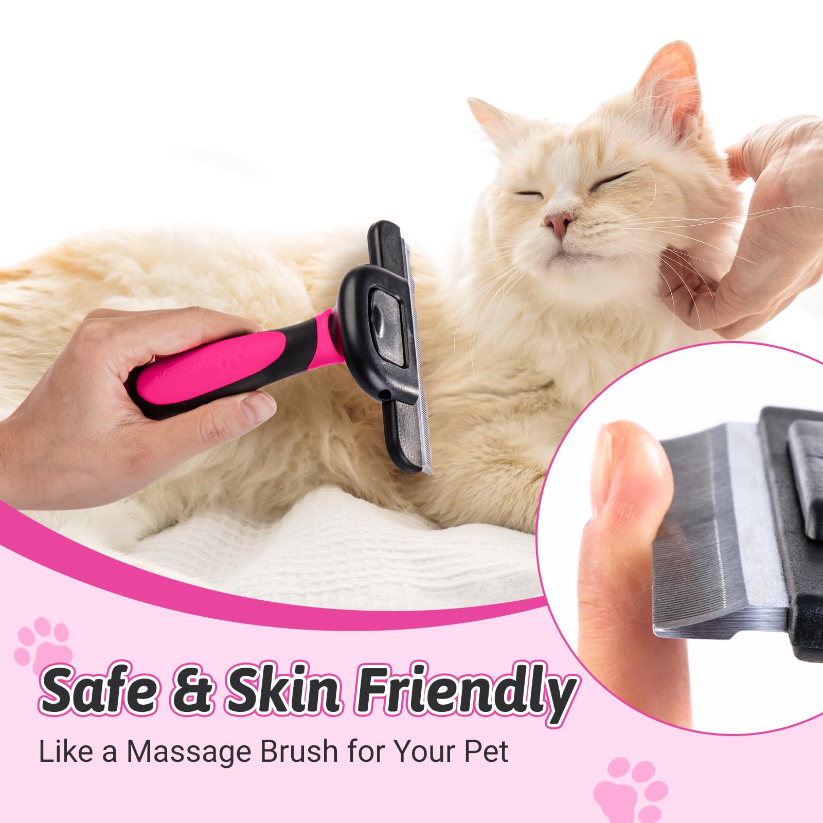 Miu Color Long Hair Pet Grooming Brush, Deshedding Tool For Medium And Large Dogs & Cats, Effectively Reduces Shedding By Up To 95% For Pet Hair, Pink