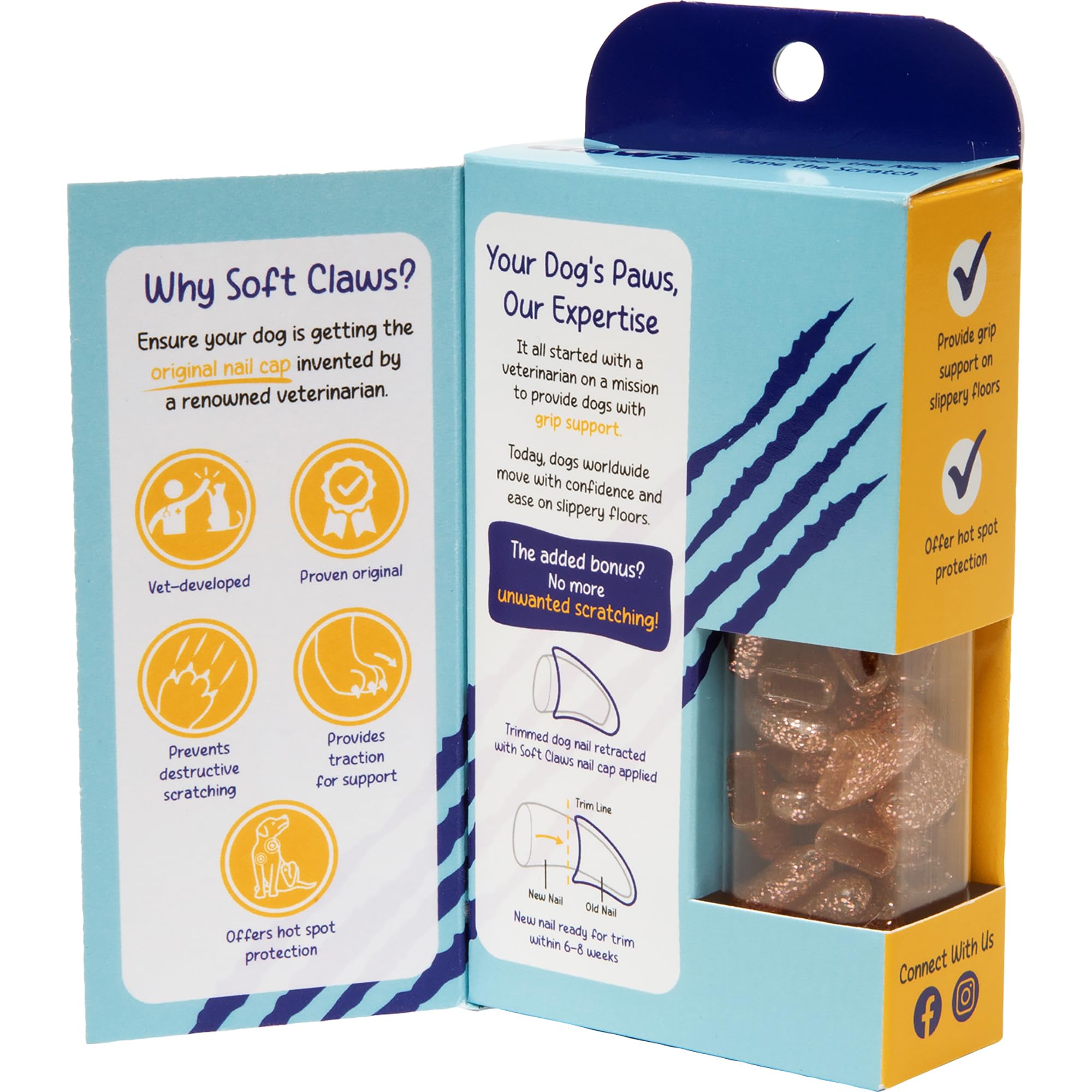 Soft Claws Dog And Cat Nail Caps Take Home Kit, Large, Sparkle Pink