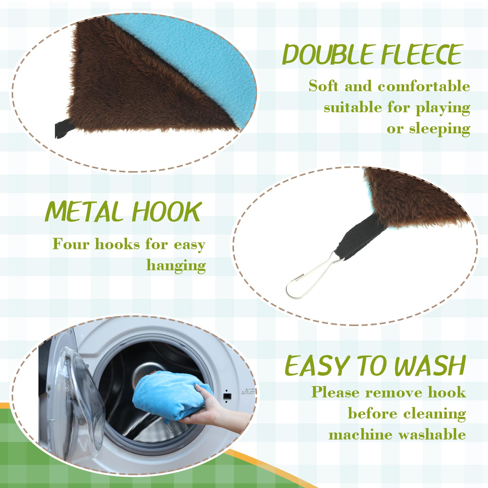 Nuogo 4 Pcs Rat Hammock For Cage Small Animal Hanging Ferret Hammocks For Rat Accessories Double Layer Ferret Bed For Guinea Pig