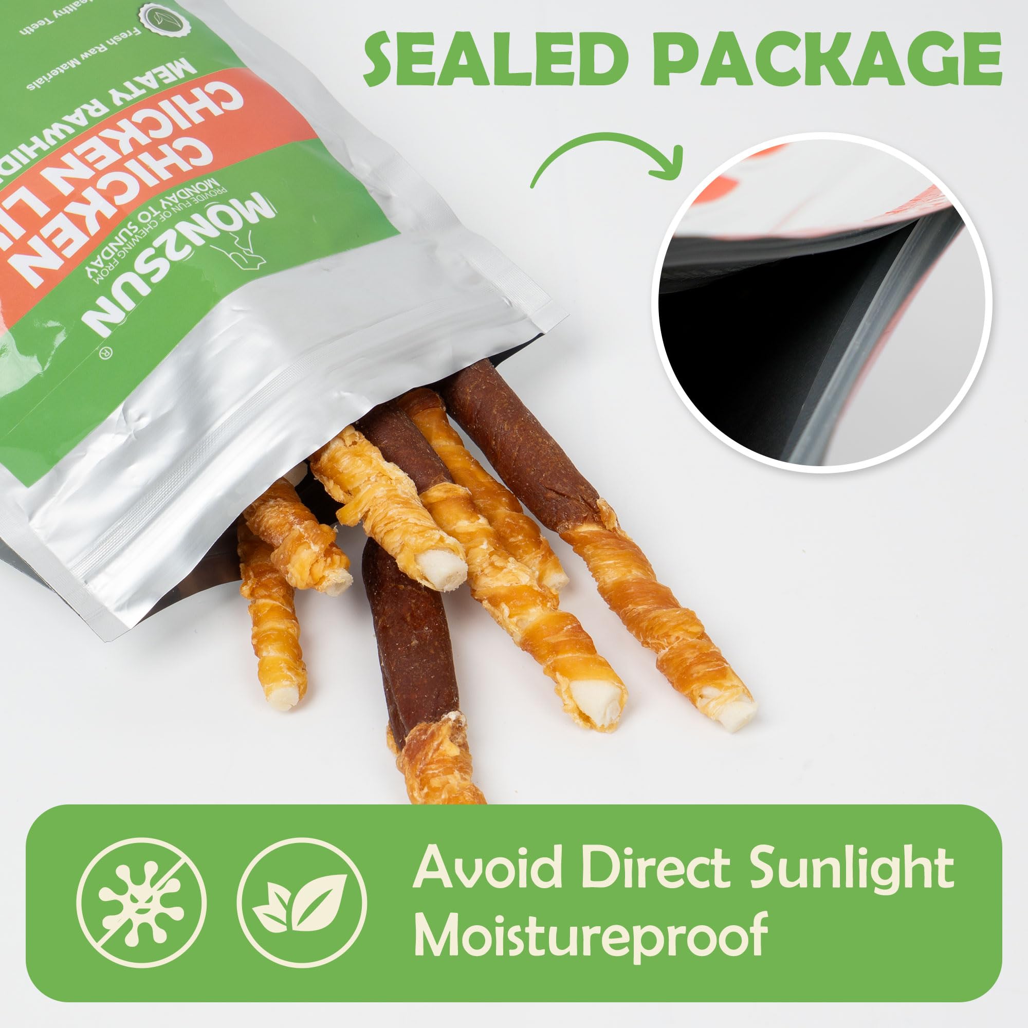 MON2SUN Dog Treats 5 Inch Double Flavor Chicken & Chicken Liver Wrapped Rawhide Sticks, Teeth Cleaning for Small Dogs, 21.16 oz