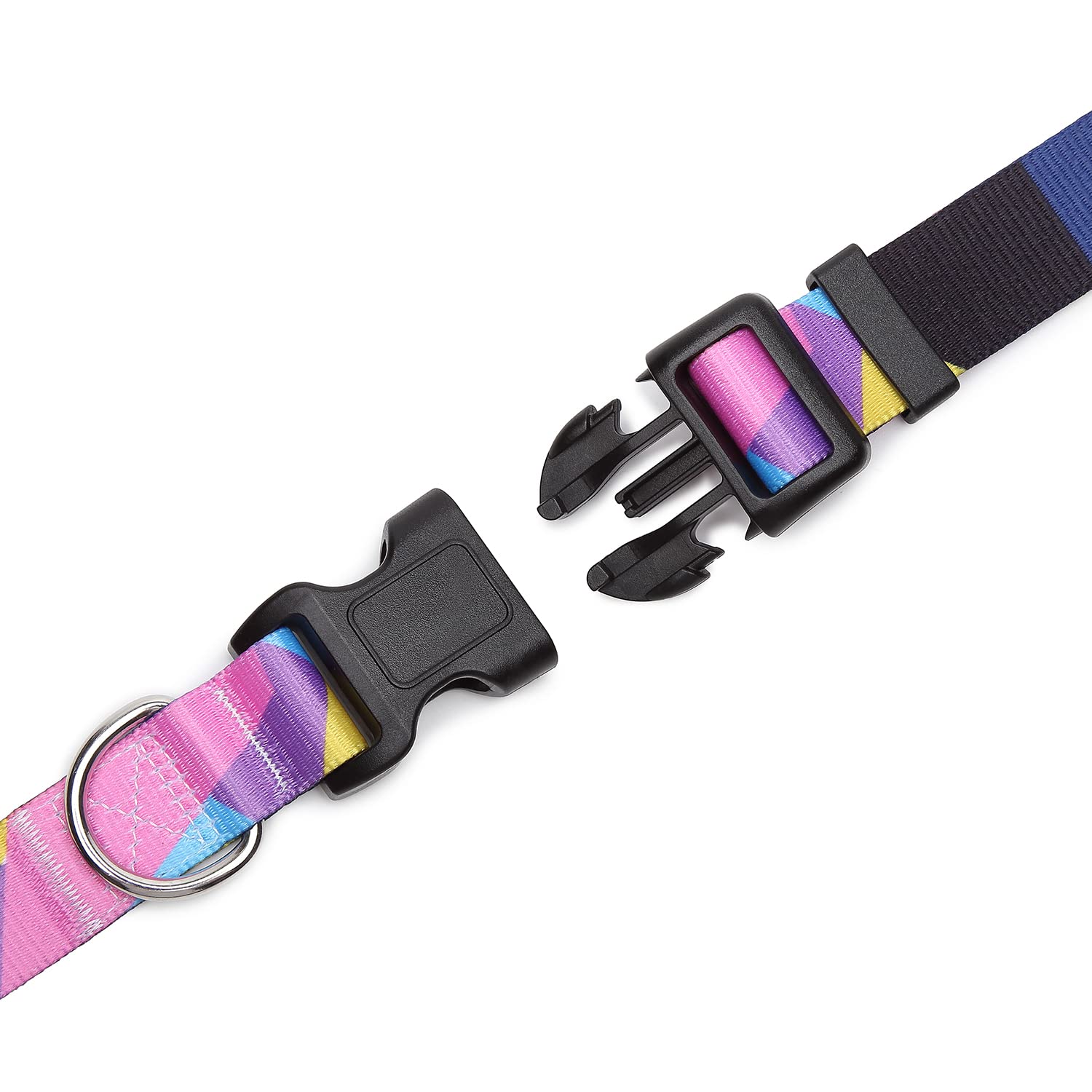 Suredoo Adjustable Dog Collar With Patterns, Ultra Comfy Soft Nylon Breathable Pet Collar For Small Medium Large Dogs (S, Purple Geometry)